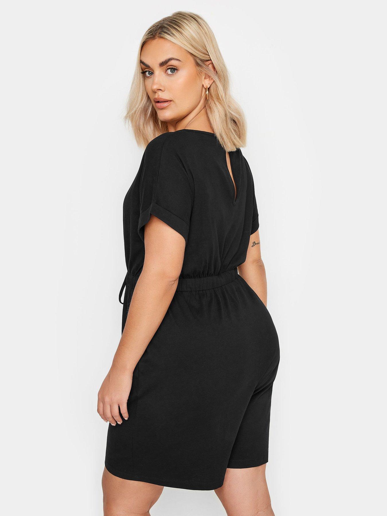 yours-curve-t-shirt-drawcord-playsuit-blackstillFront