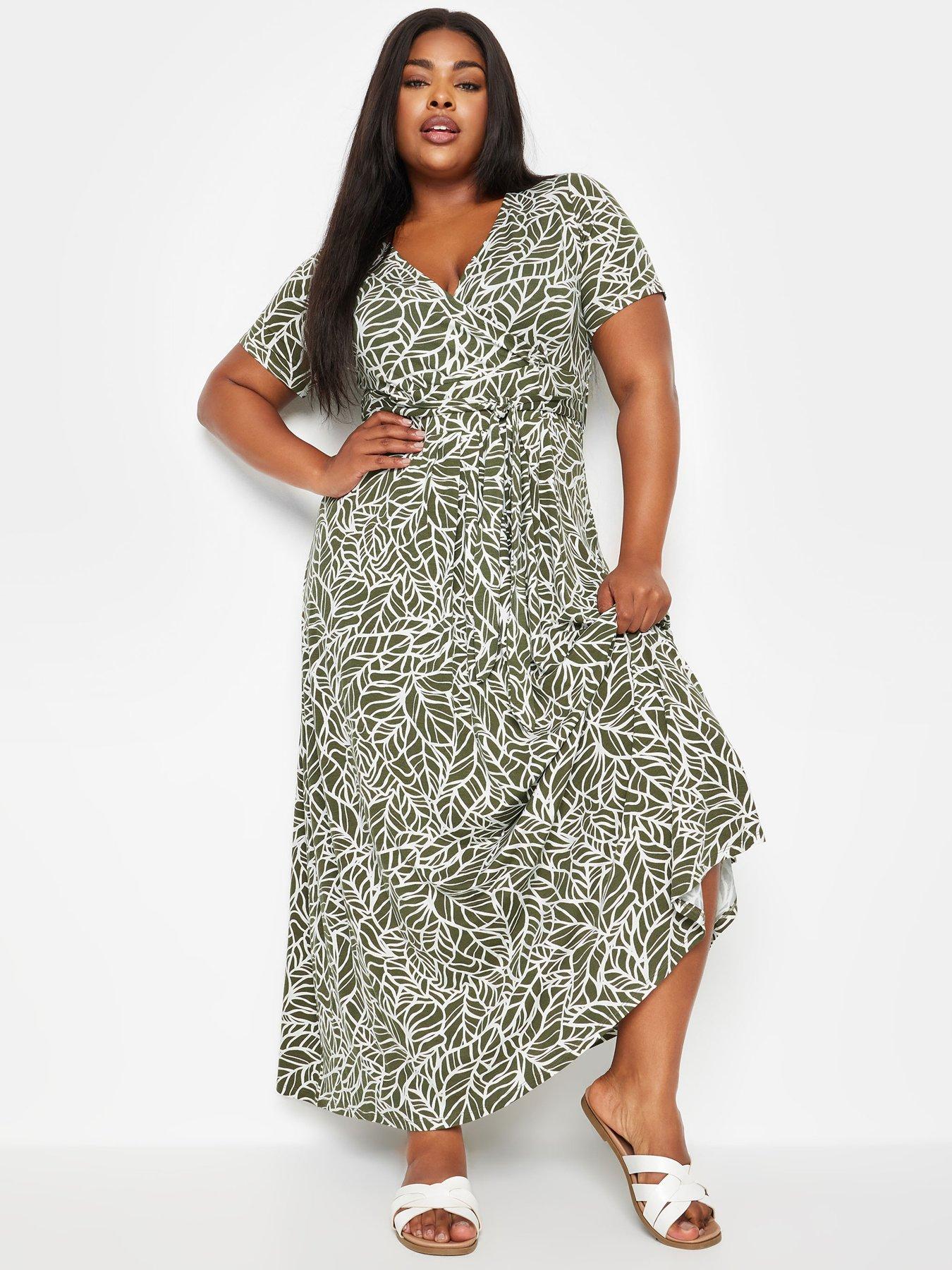 yours-leaf-print-wrap-dress-green