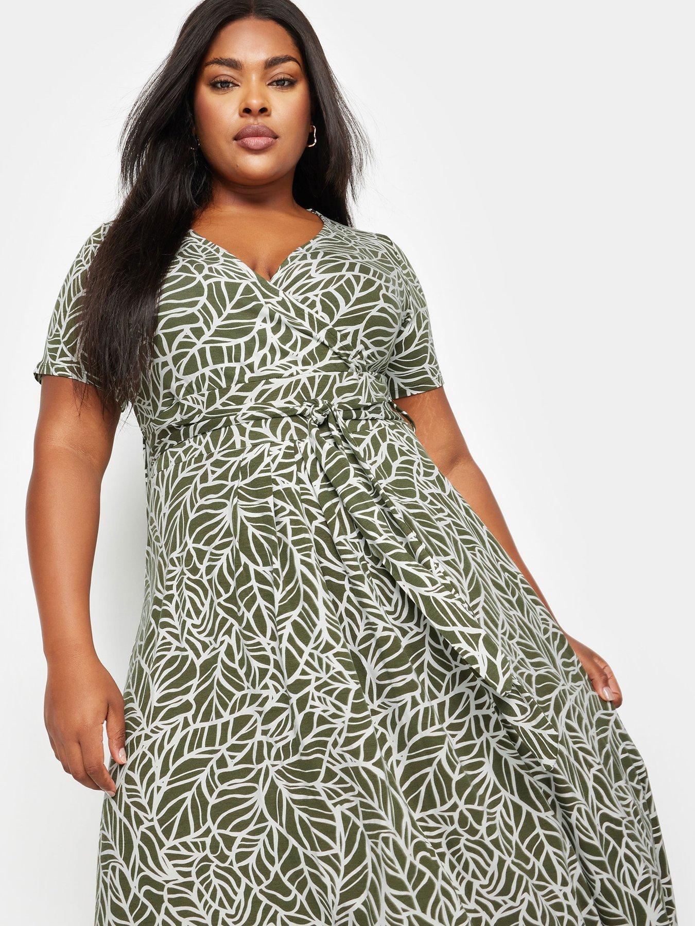 yours-leaf-print-wrap-dress-greenoutfit