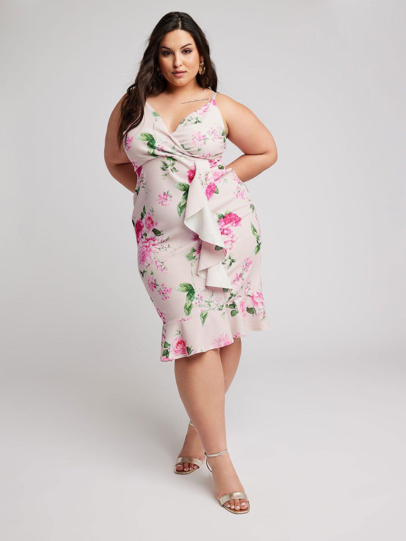 yours-floral-ruffle-wrap-dress-curve-pink