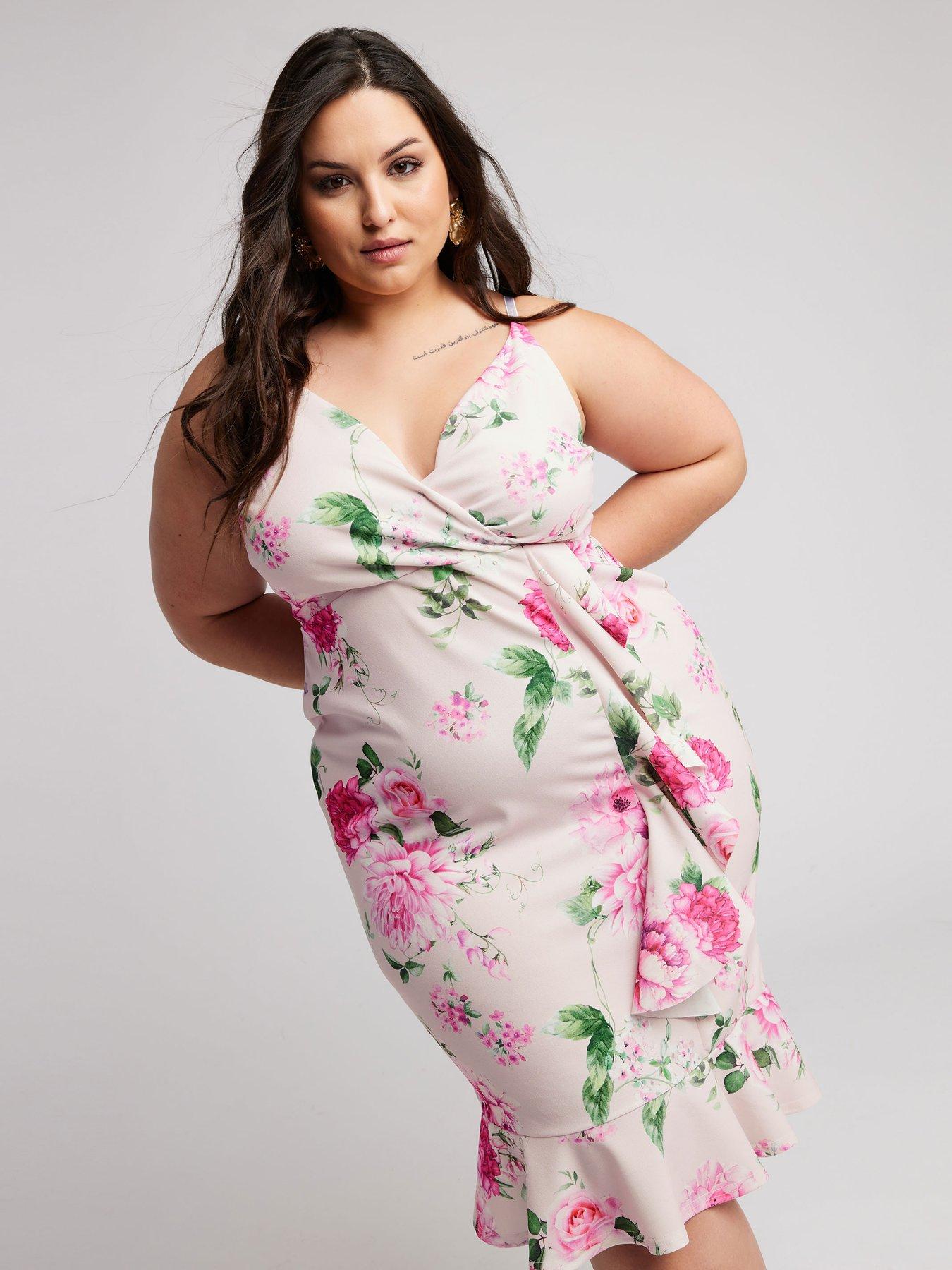 yours-floral-ruffle-wrap-dress-curve-pinkoutfit