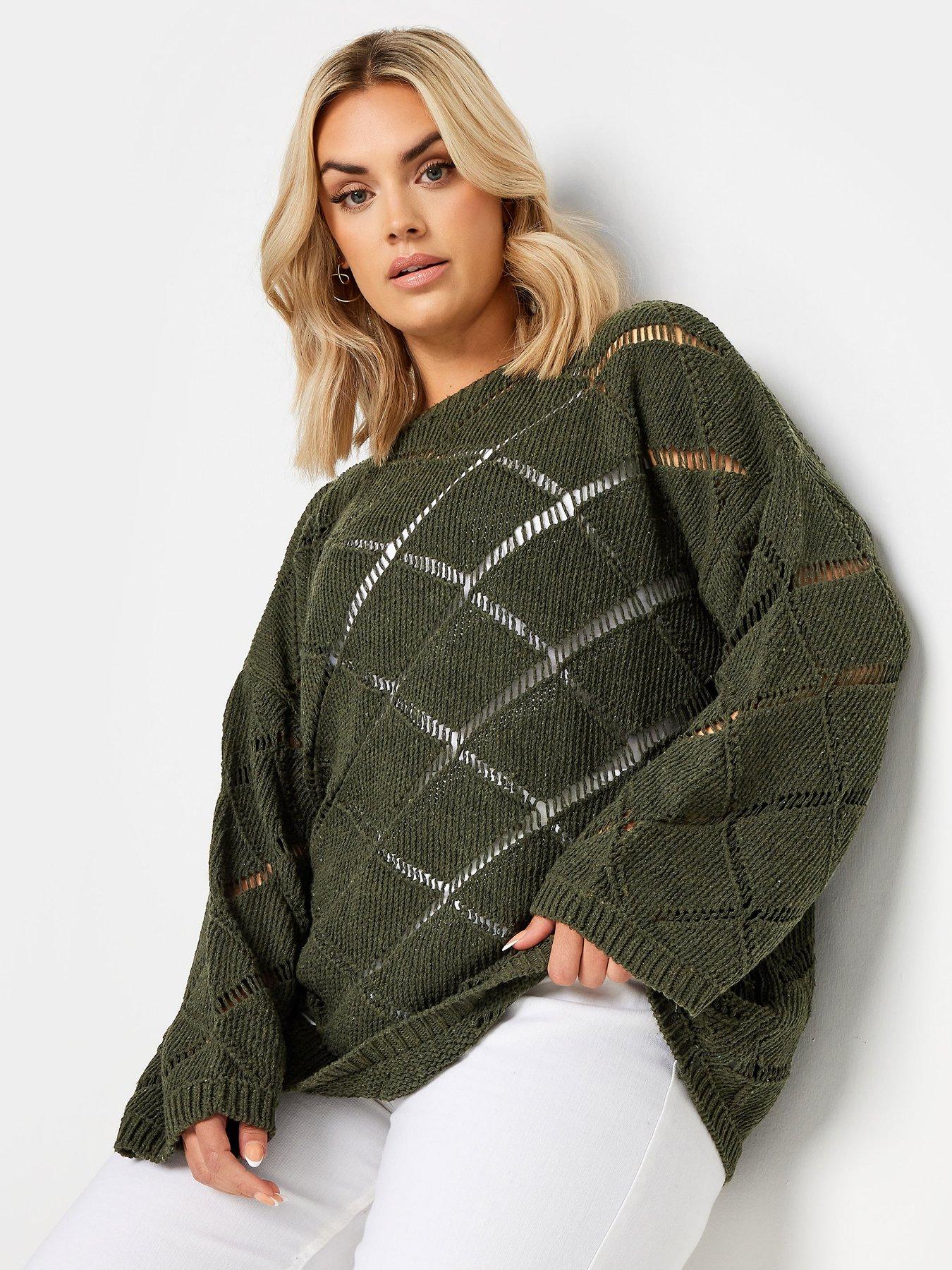 yours-curve-ladder-stitch-jumper-green