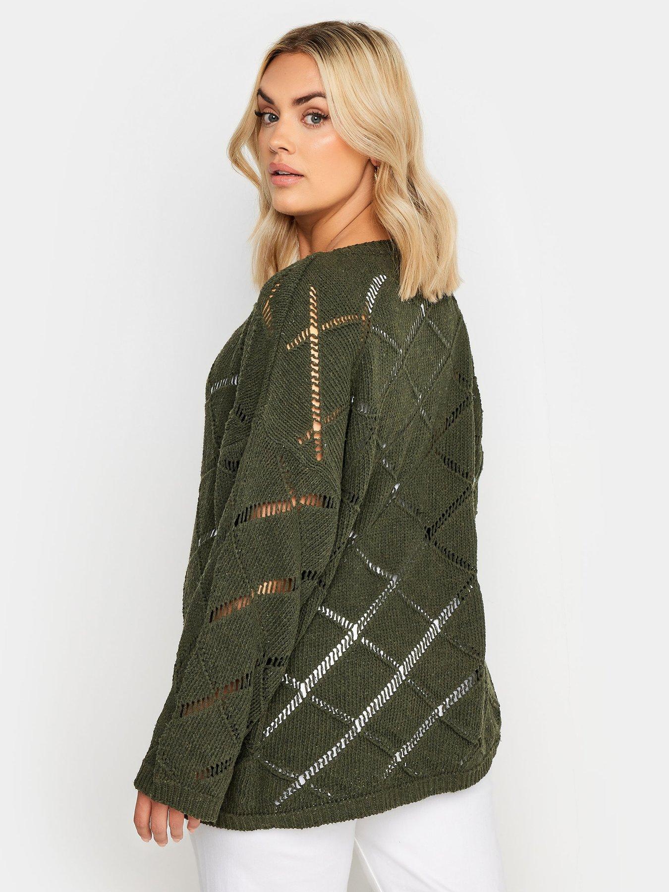 yours-curve-ladder-stitch-jumper-greenstillFront