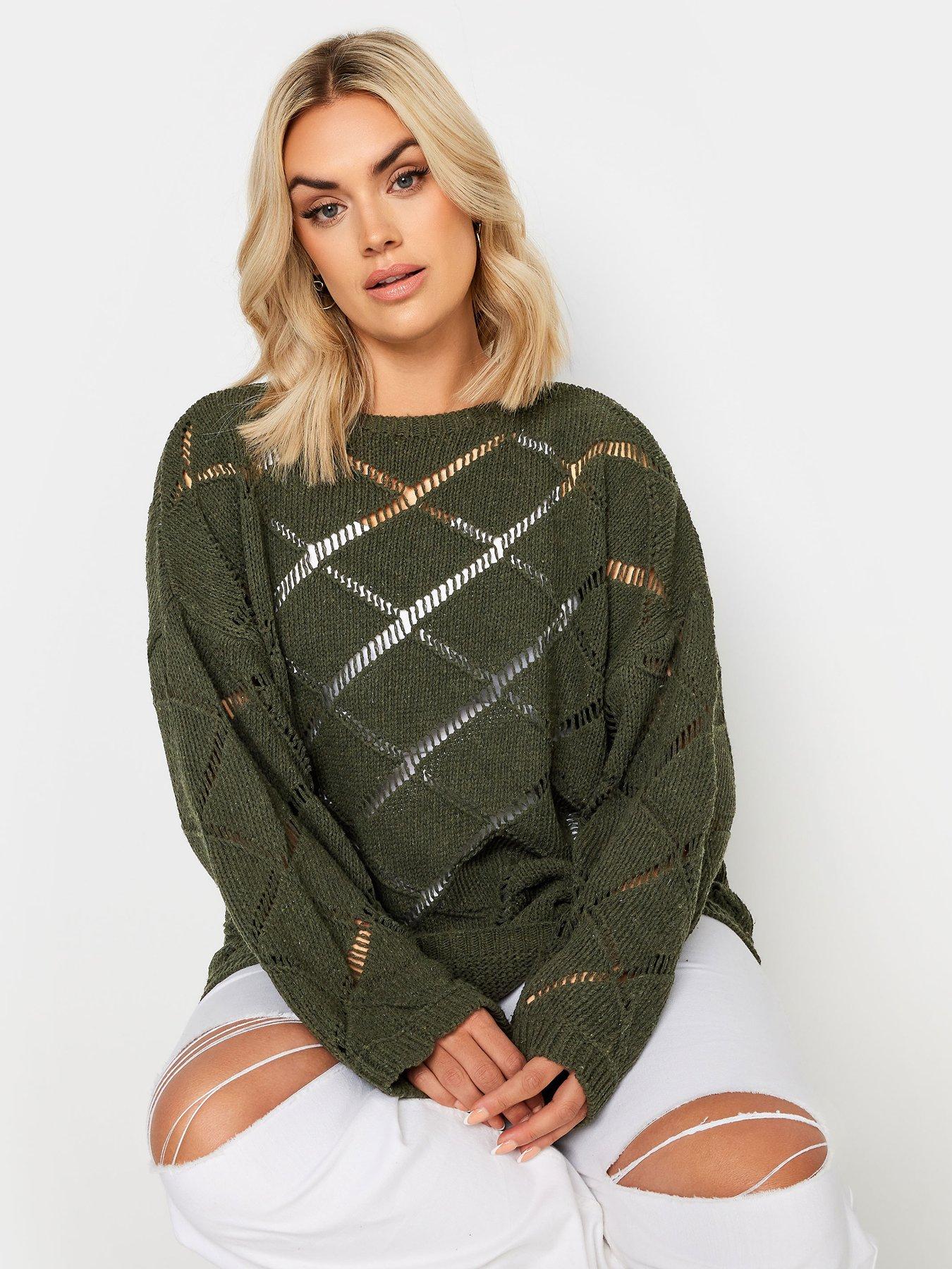 yours-curve-ladder-stitch-jumper-greenoutfit