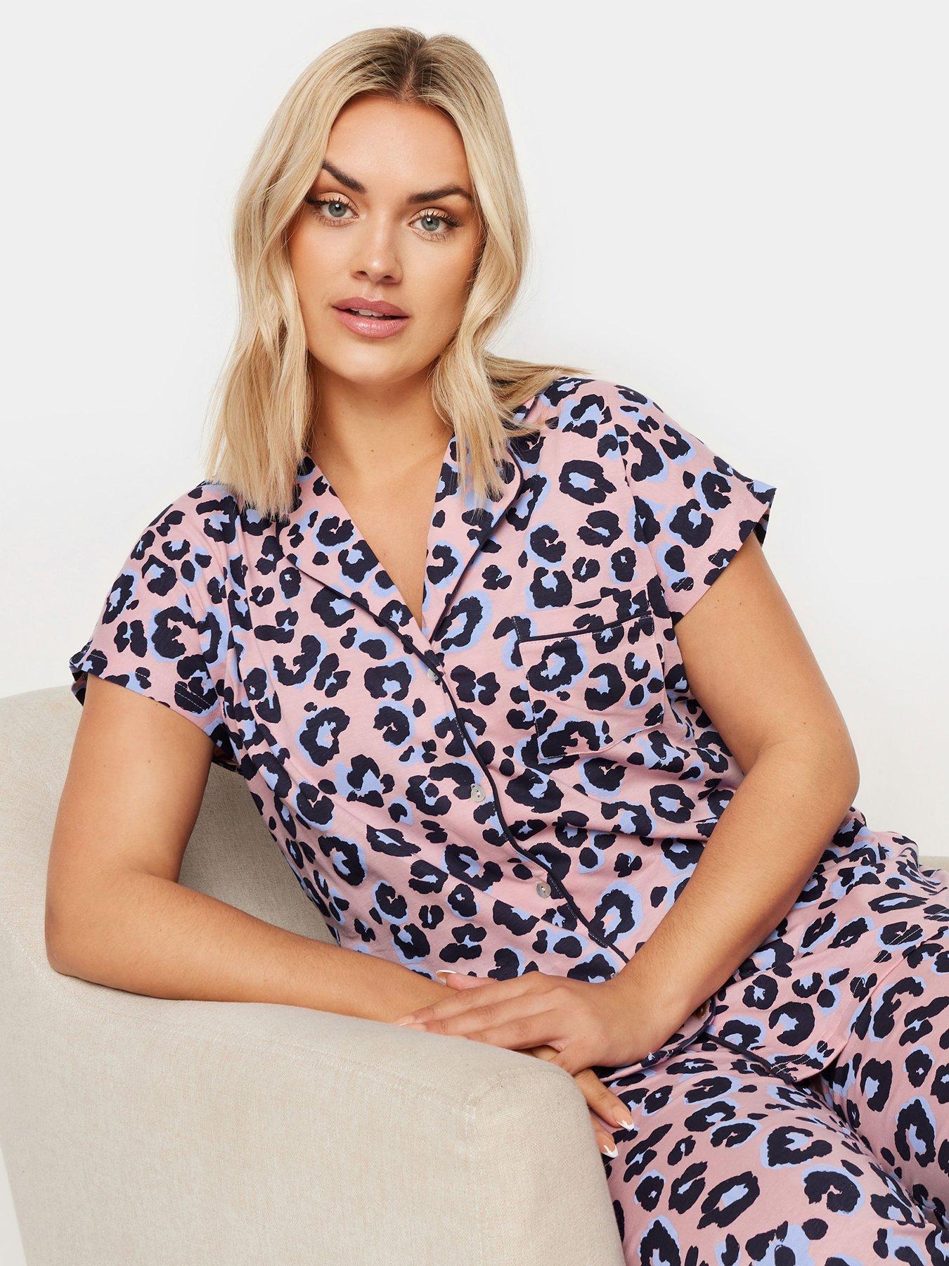 Image 4 of 4 of Yours Curve Bright Animal Button Through Pj Set