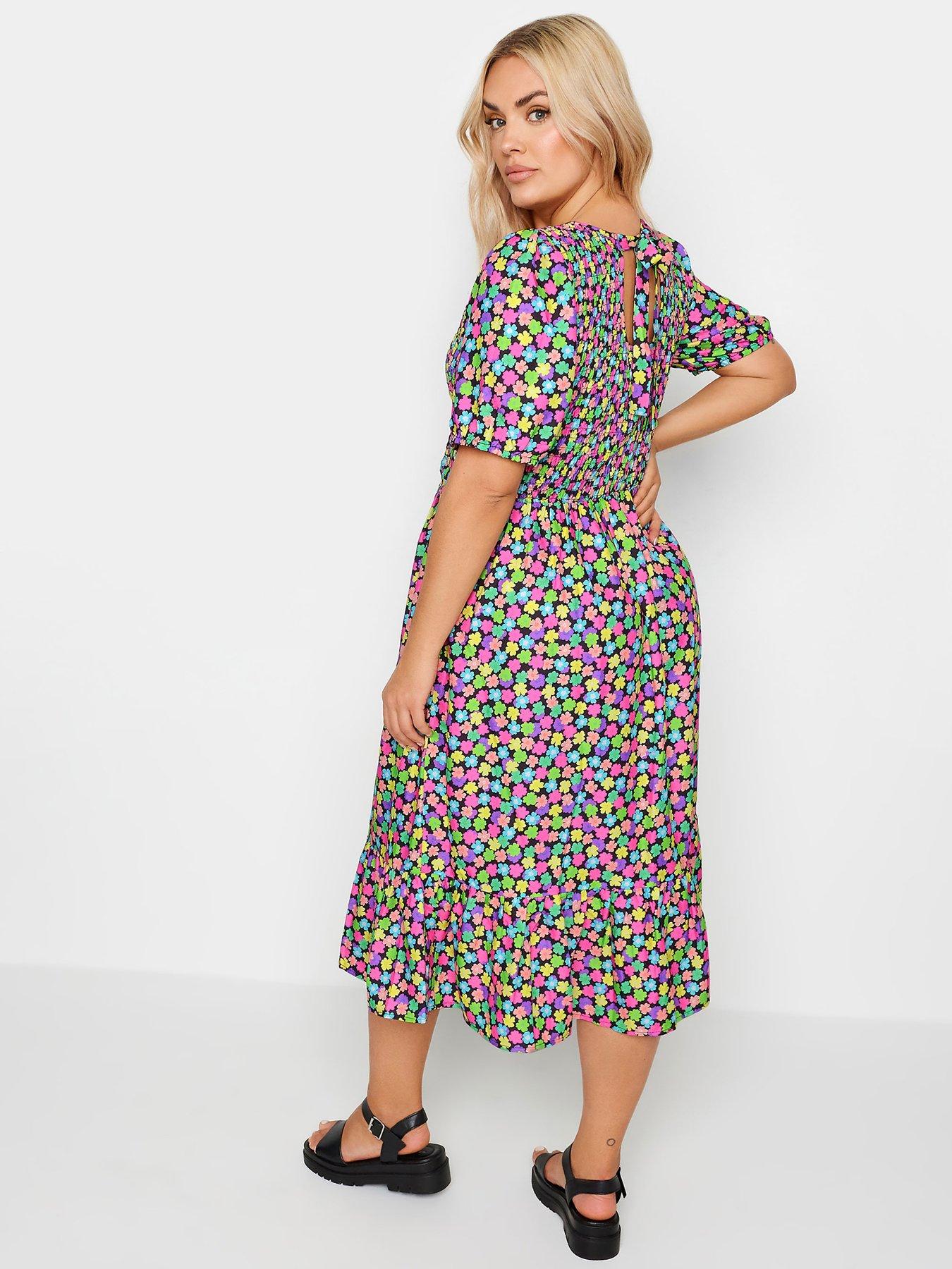 yours-shirred-print-midaxi-dress-with-puffed-short-sleeves-multistillFront