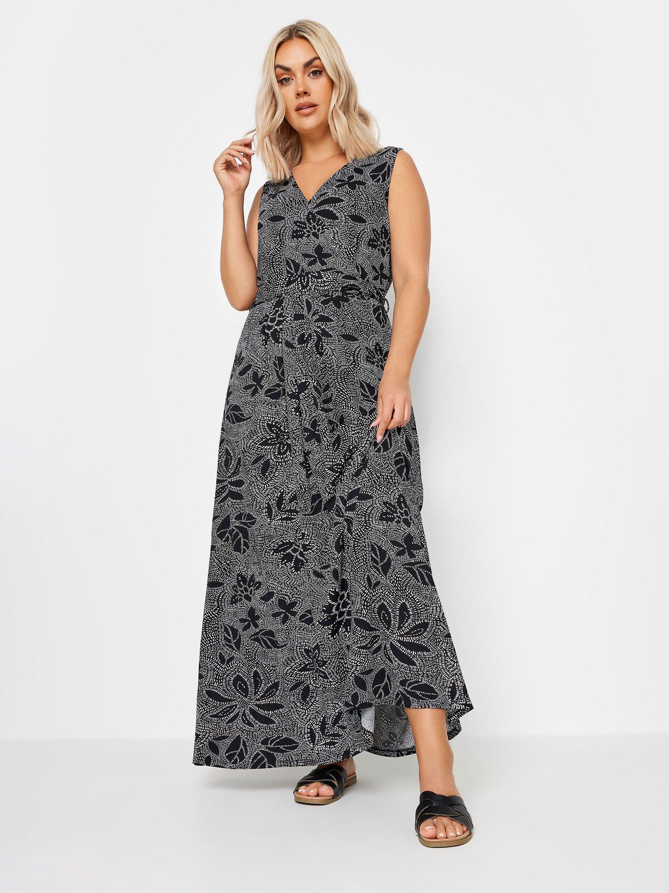 yours-sleeveless-mono-wrap-dress-black-curve