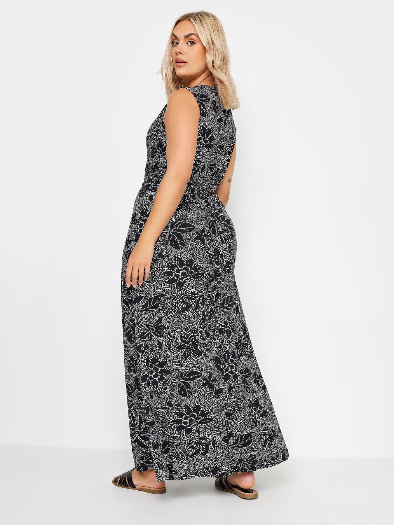 yours-sleeveless-mono-wrap-dress-black-curvestillFront