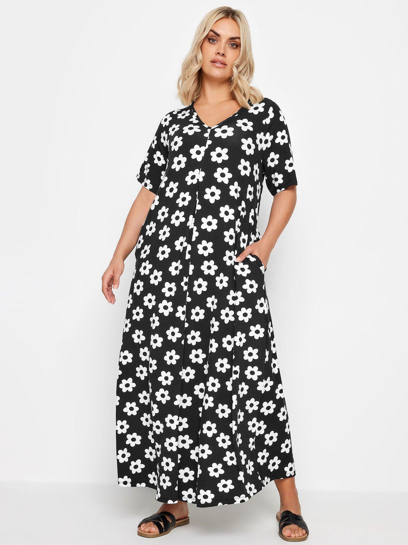 yours-curve-ss-pleat-front-maxi-dress-mono-stamp-daisy