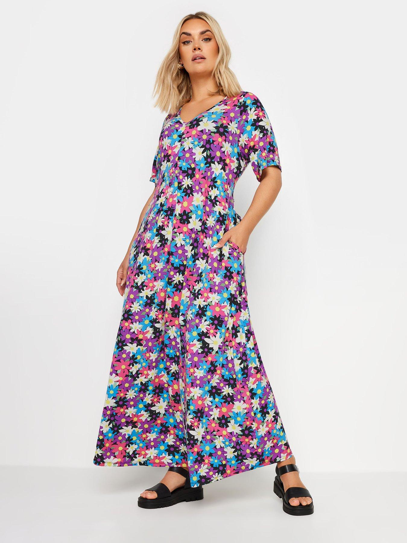 Yours Pleat Front Maxi Dress (Curve) - Multi | Very Ireland
