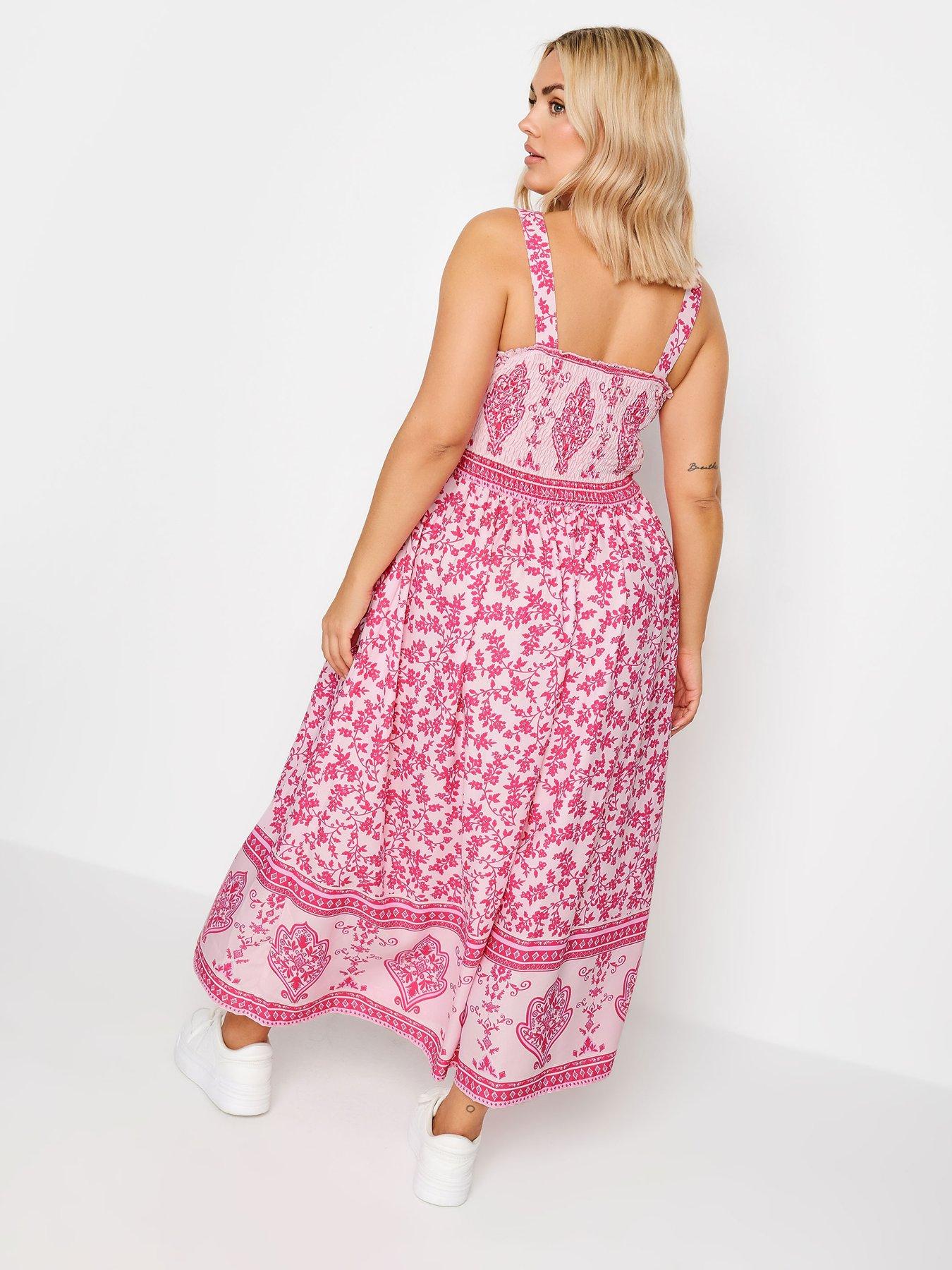 yours-curve-border-shirred-maxi-dress-santorini-pinkstillFront