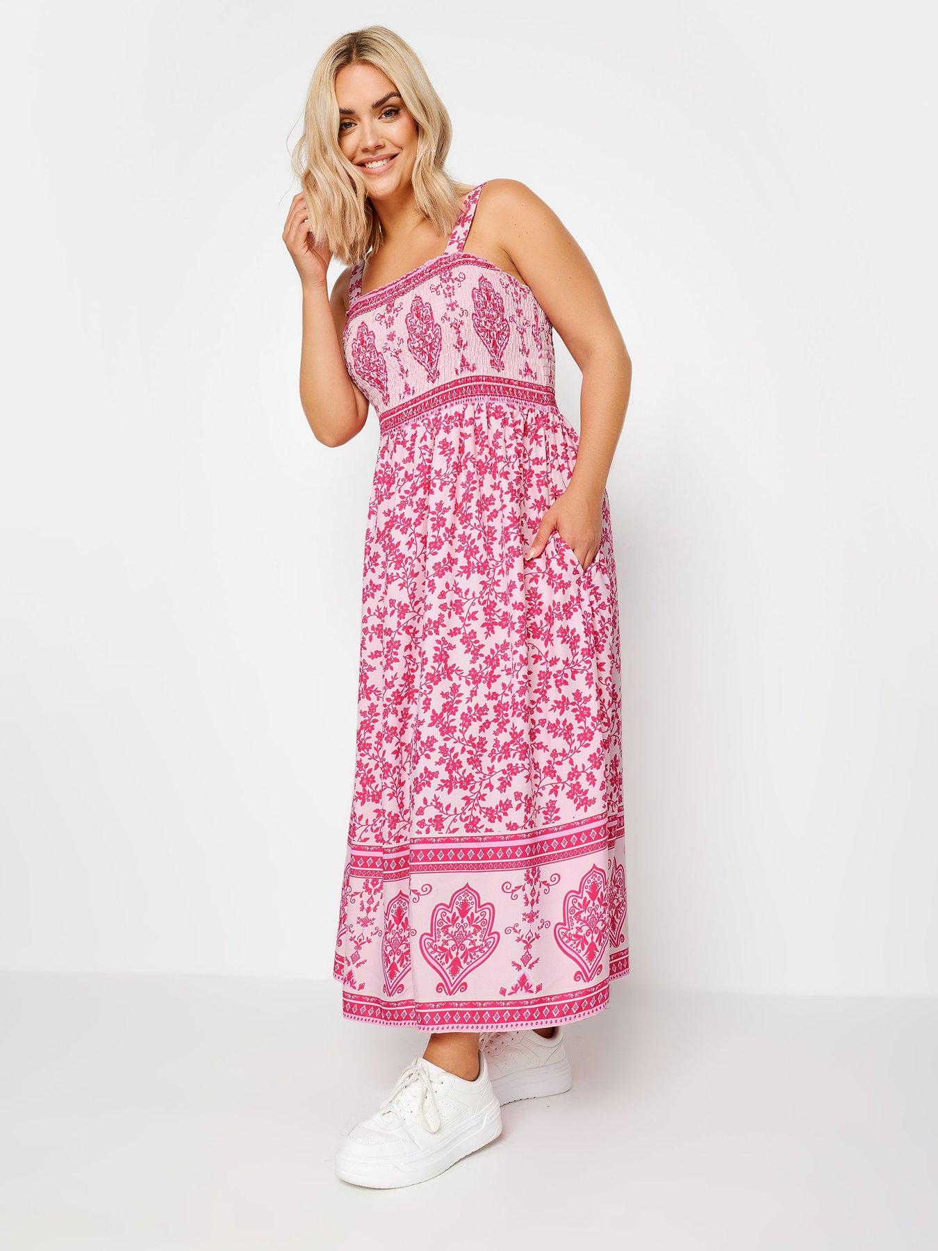 yours-curve-border-shirred-maxi-dress-santorini-pinkback