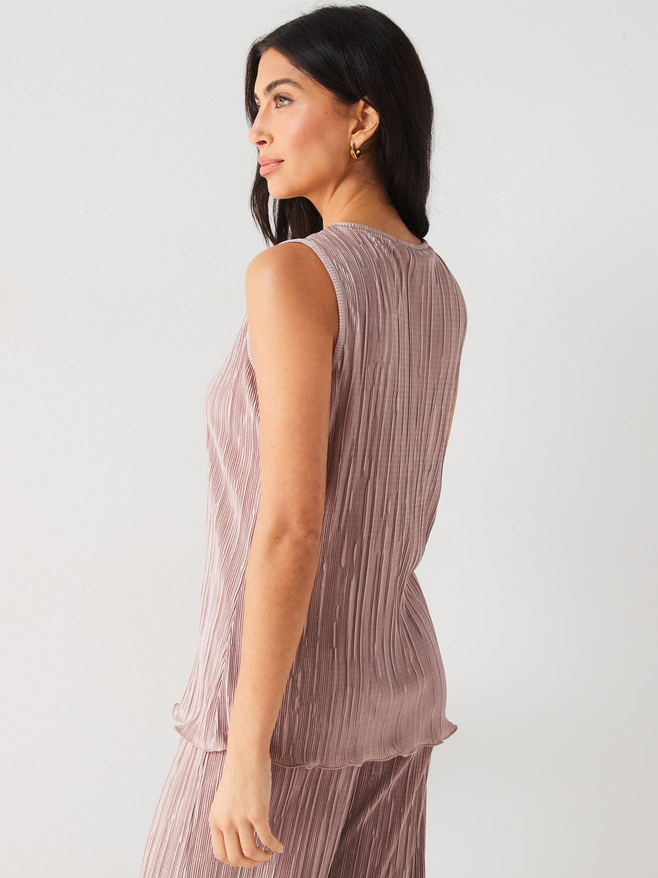 v-by-very-plisse-longline-sleeveless-top-taupestillFront