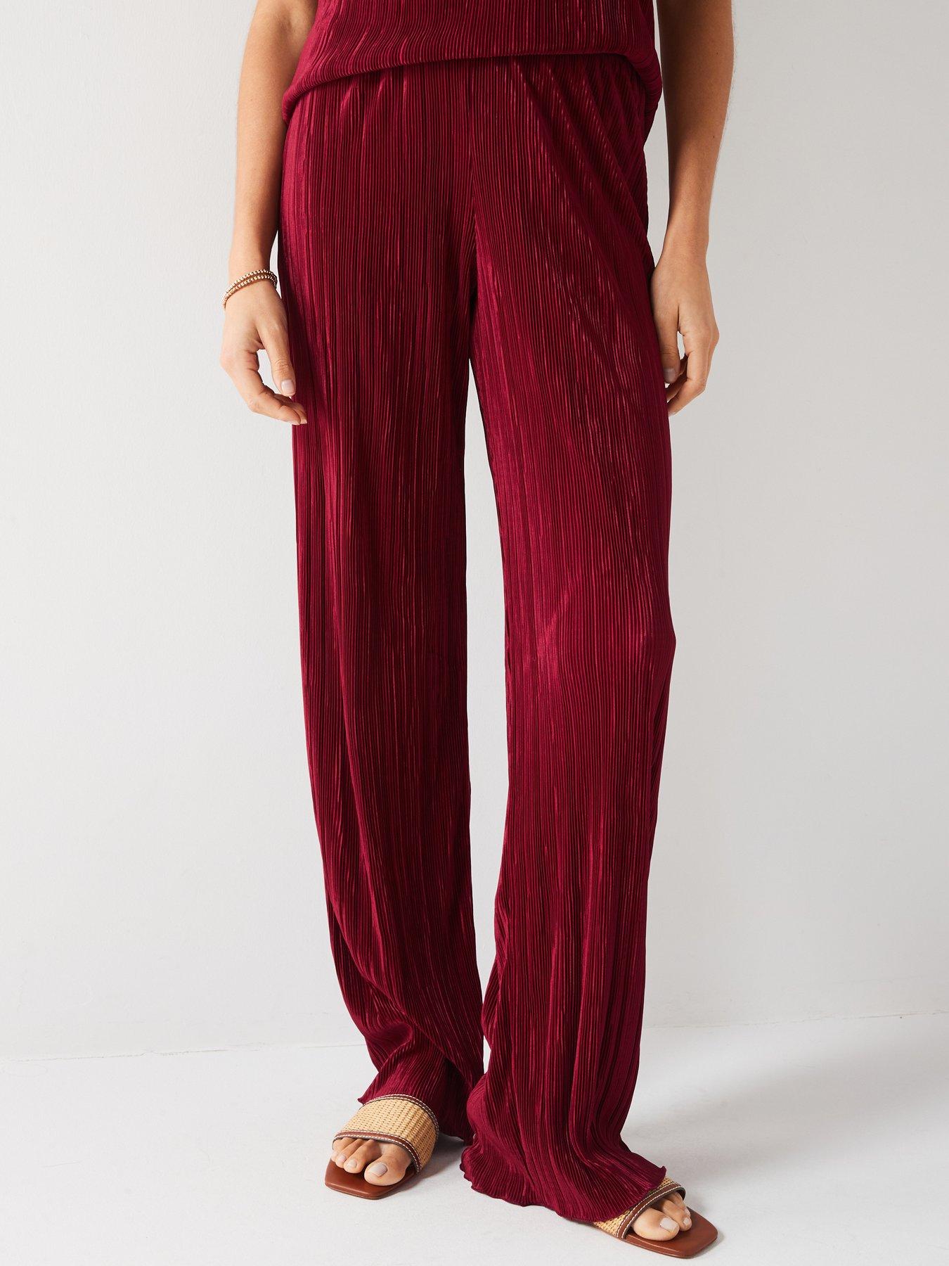 v-by-very-plisse-straight-leg-trouser-burgundy