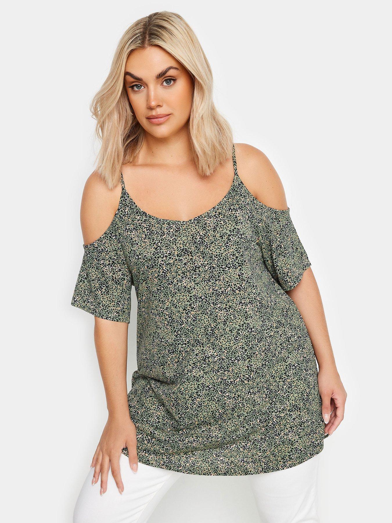 yours-curve-strappy-cold-shoulder-khaki-animal