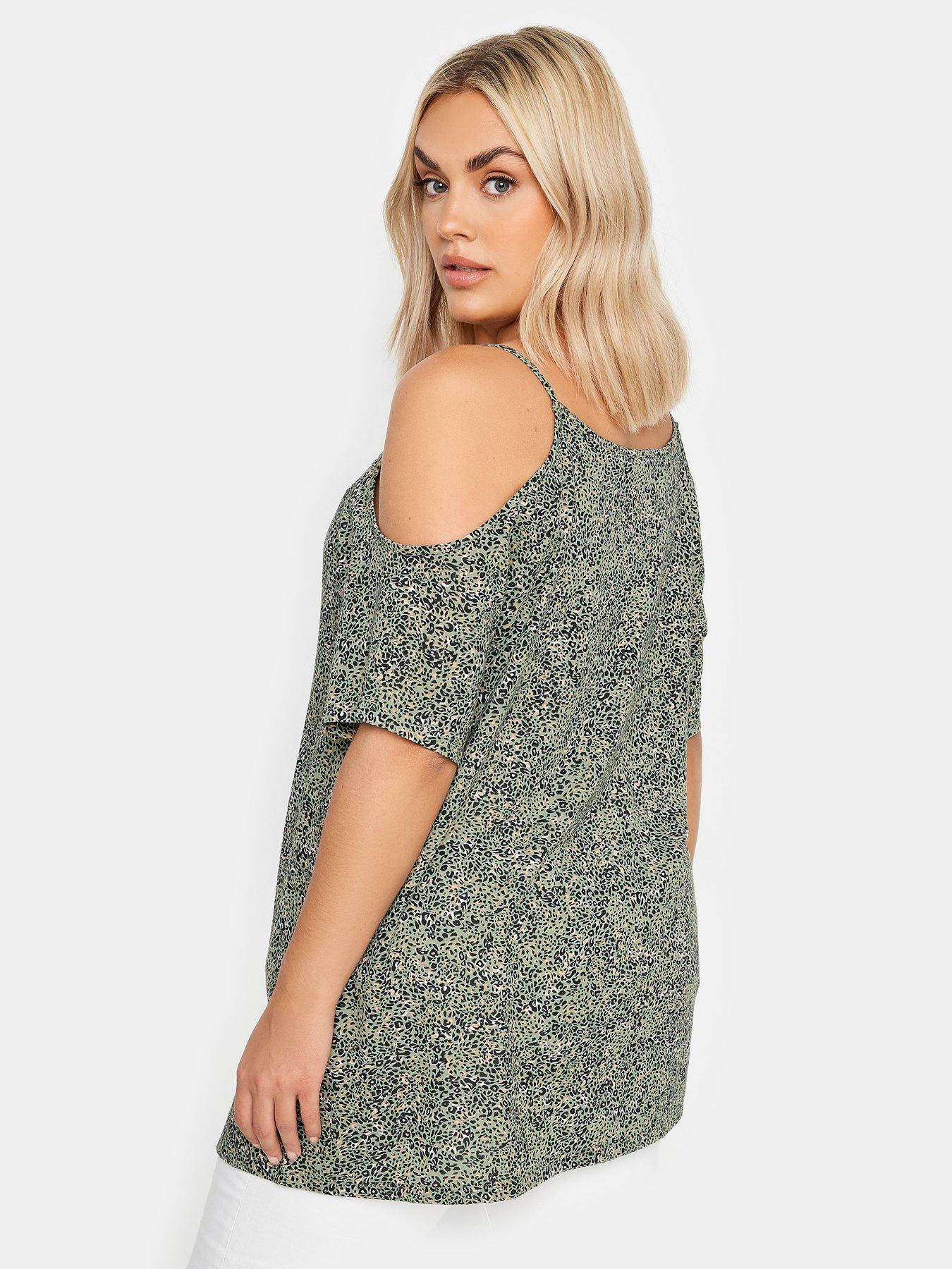 yours-curve-strappy-cold-shoulder-khaki-animalstillFront