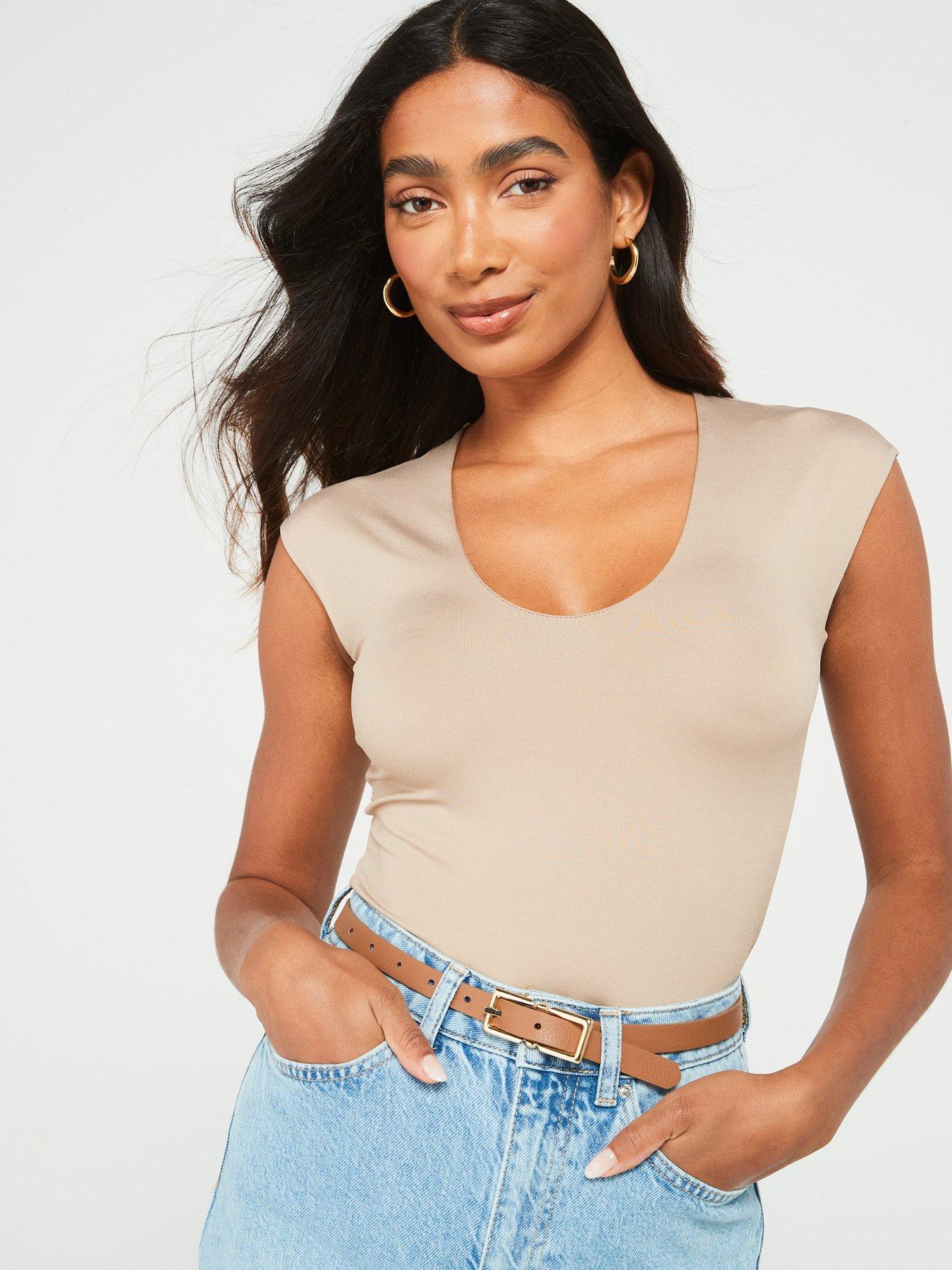 v-by-very-scooped-neck-short-sleeve-body-nudefront