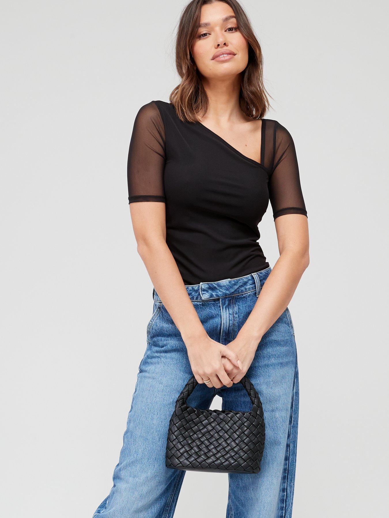 v-by-very-mesh-short-sleeve-top-blackdetail