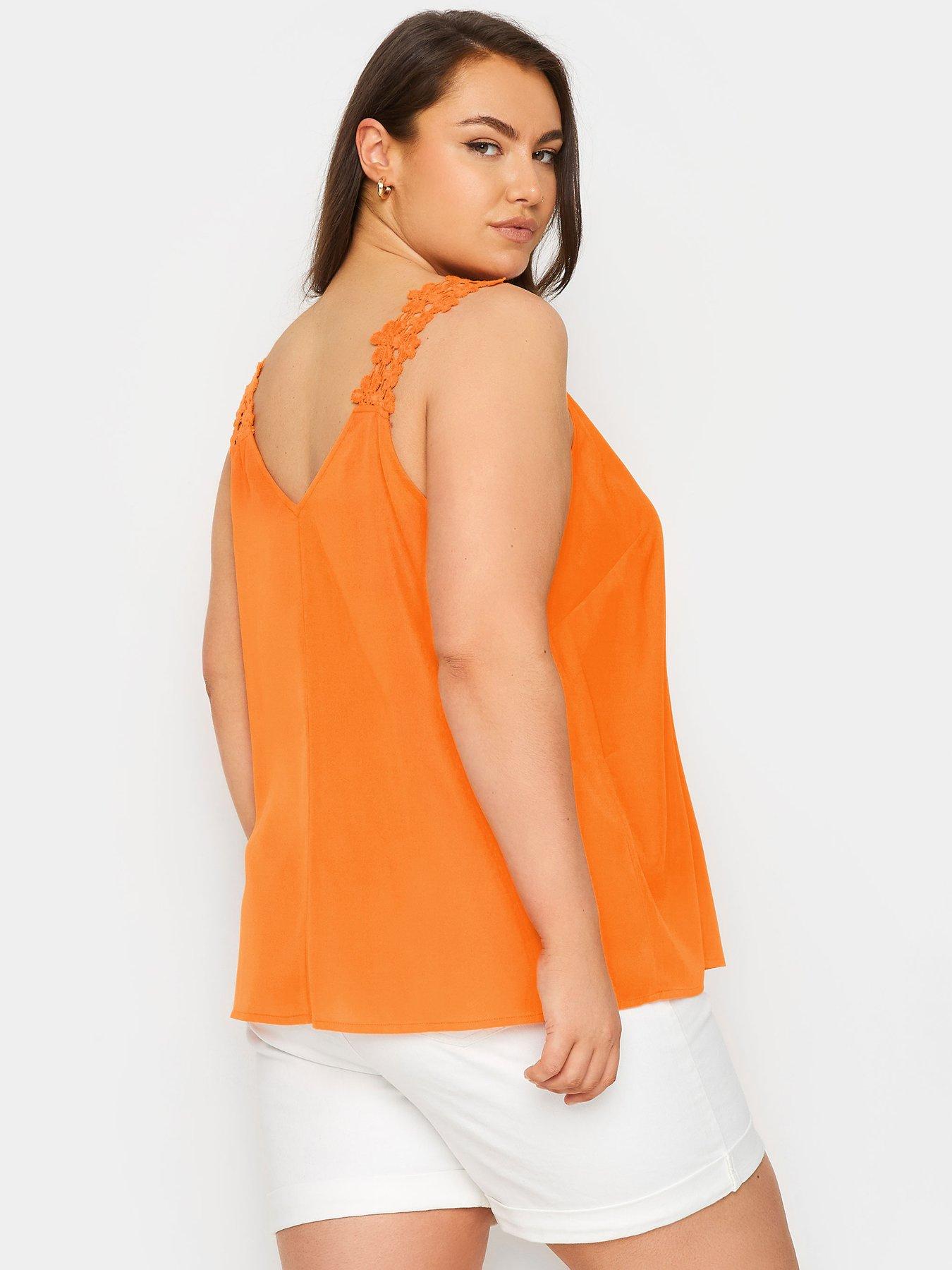 yours-curve-floral-trim-cami-orangestillFront