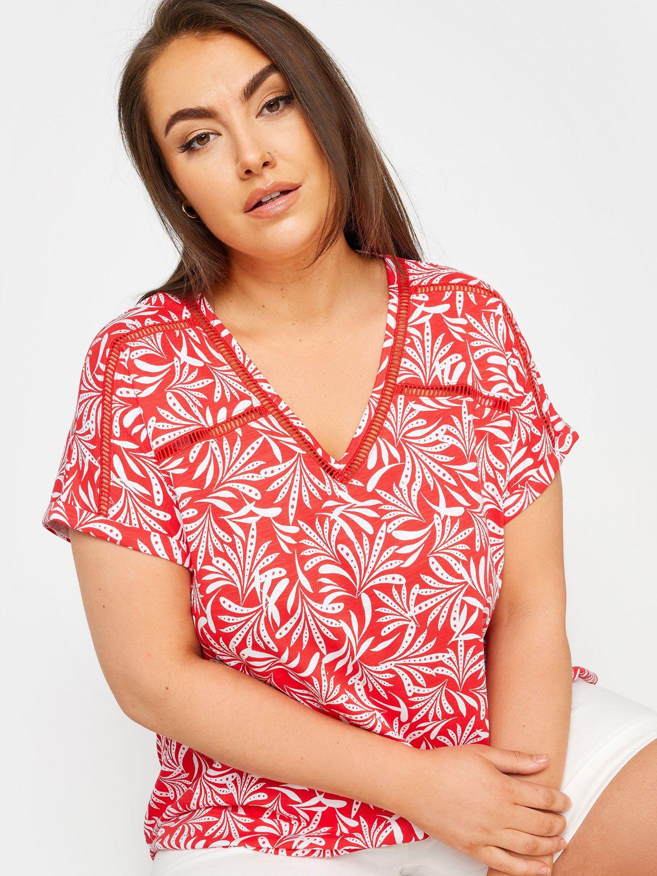 yours-curve-leaf-print-bubble-hem-top-redoutfit