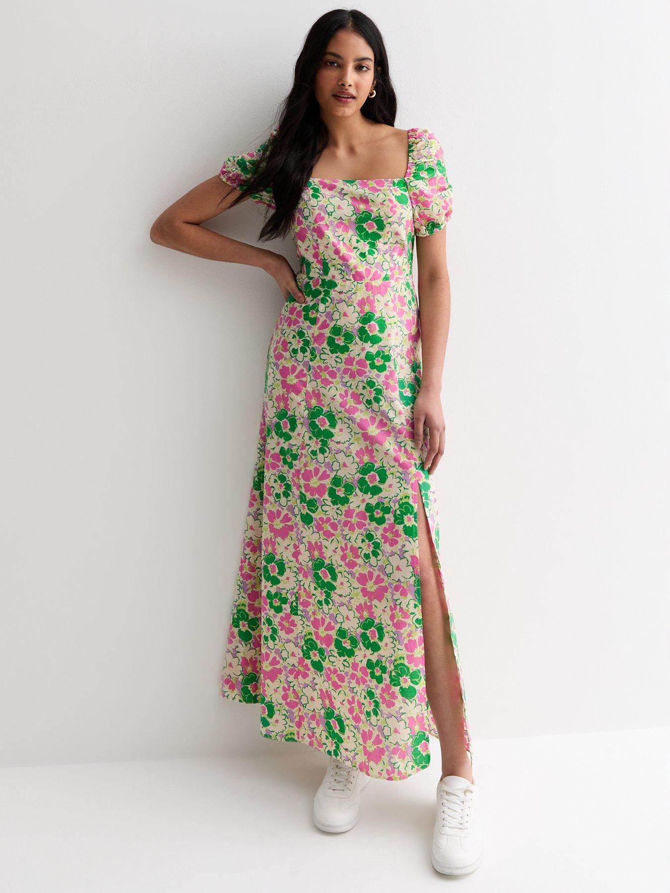 new-look-green-floral-puff-sleeve-cotton-maxi-dressback