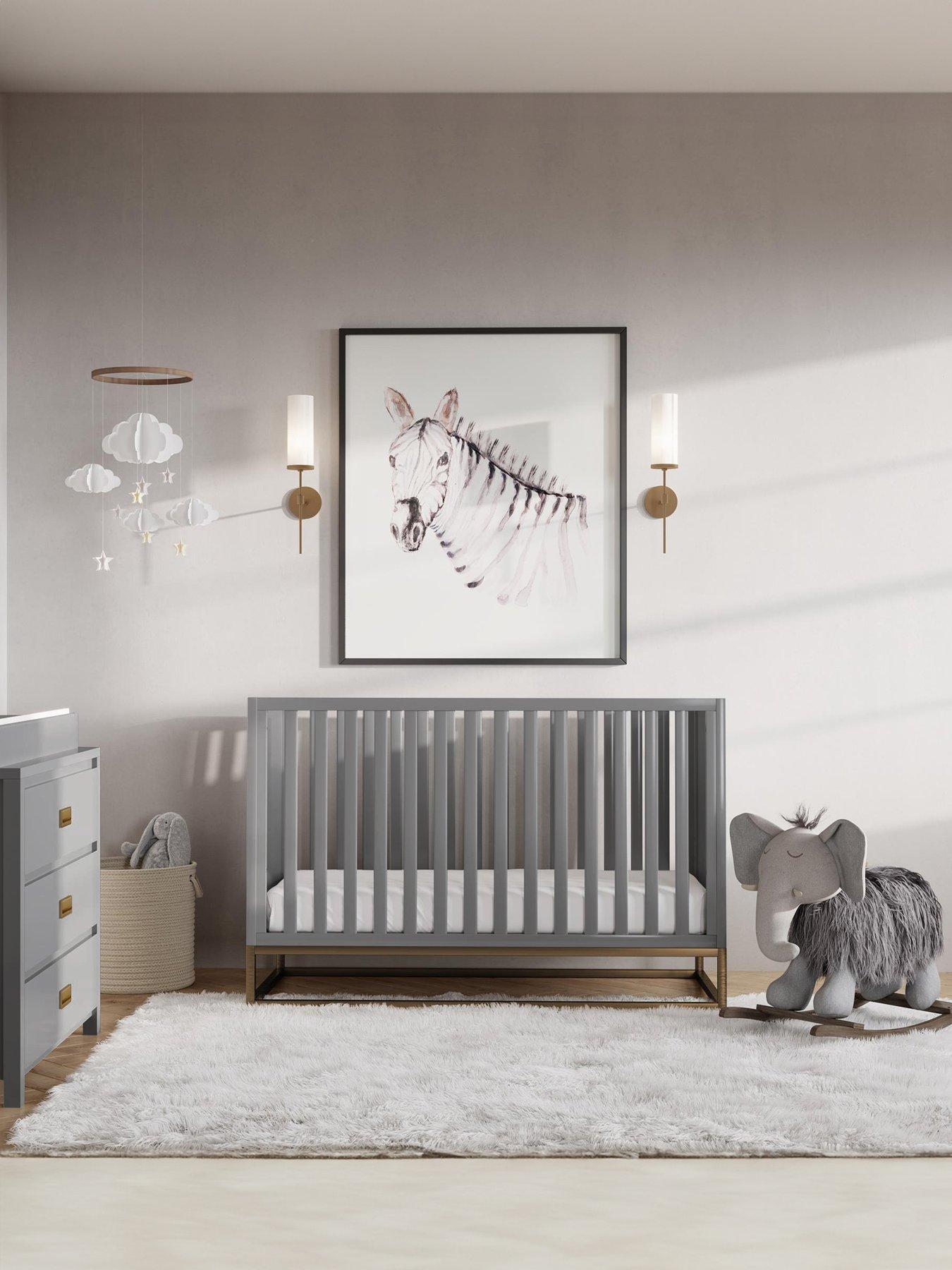 Little Seeds Monarch Hill Haven 3 in 1 Convertible Wood Crib with Metal Base Dove Grey with Gold Base Very Ireland