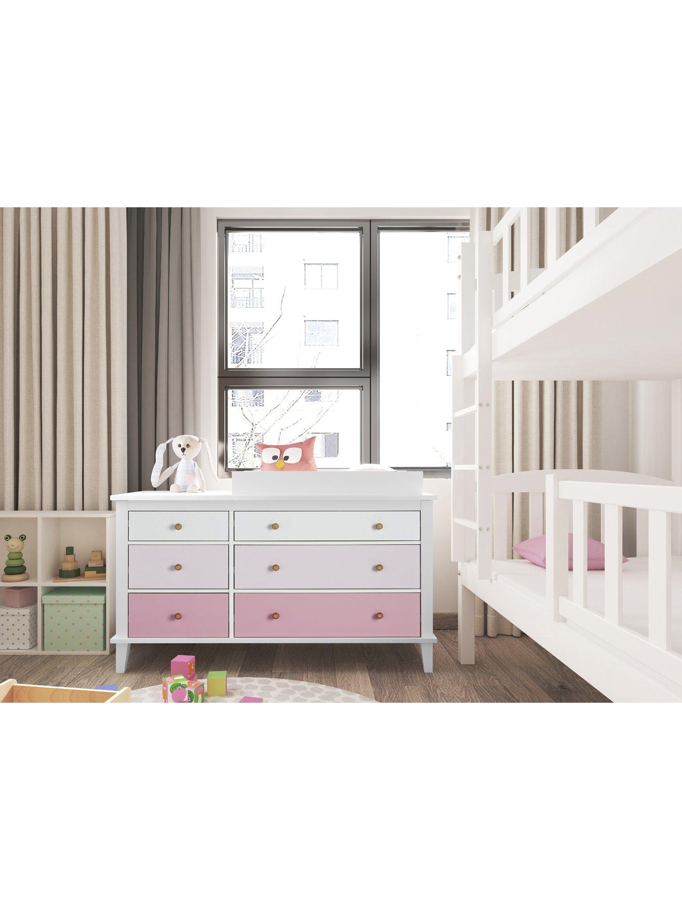 little-seeds-monarch-hill-poppy-nursery-6-drawer-changing-tablenbsp--whitepink