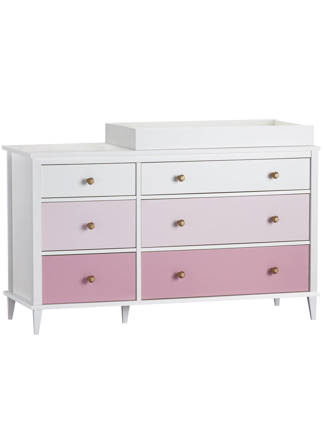 little-seeds-monarch-hill-poppy-nursery-6-drawer-changing-tablenbsp--whitepinkoutfit