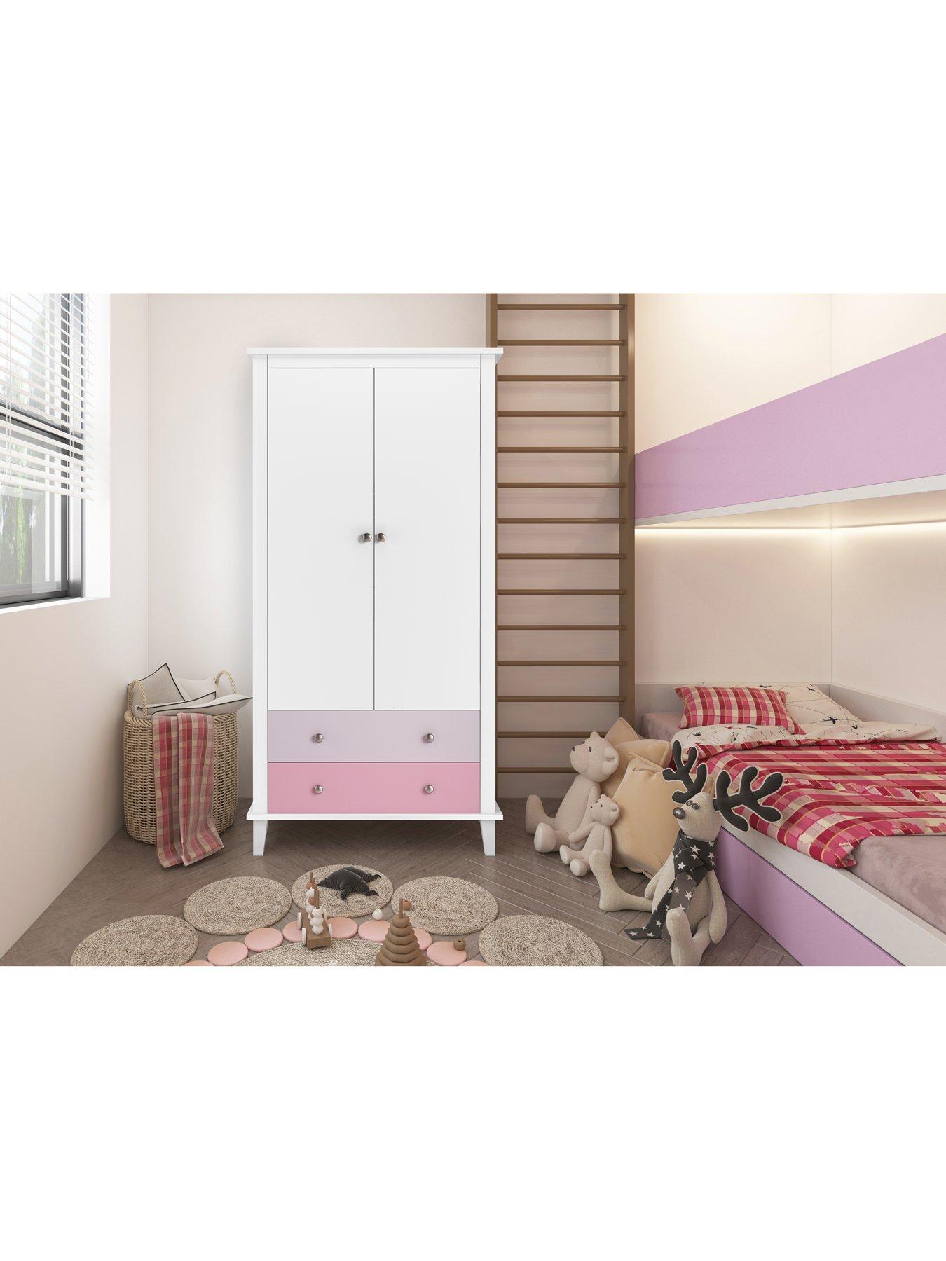 little-seeds-poppy-2-drawer-nursery-wardrobenbsp--whitepink