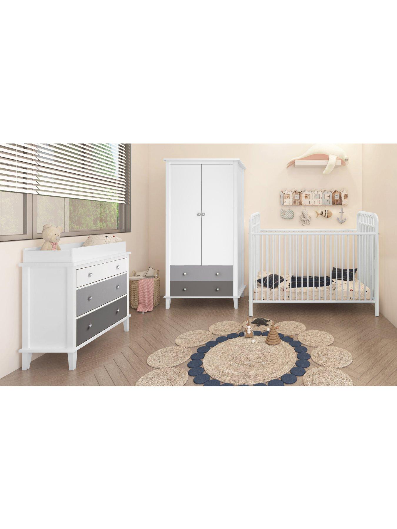 little-seeds-poppy-2-drawer-nursery-wardrobenbsp--whitegrey