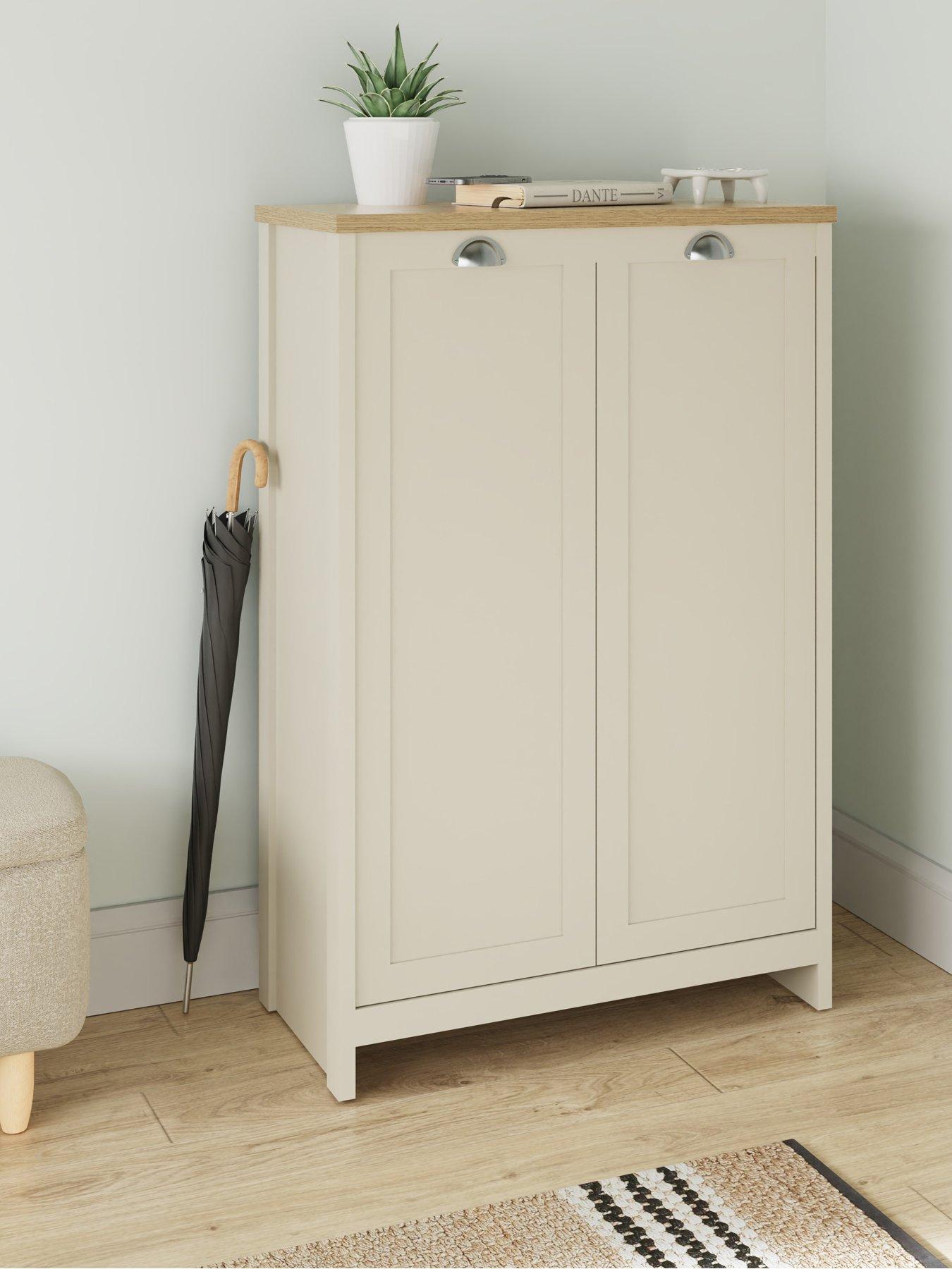 Image 1 of 6 of GFW Lancaster 2 Door Shoe Cabinet - Cream/Oak