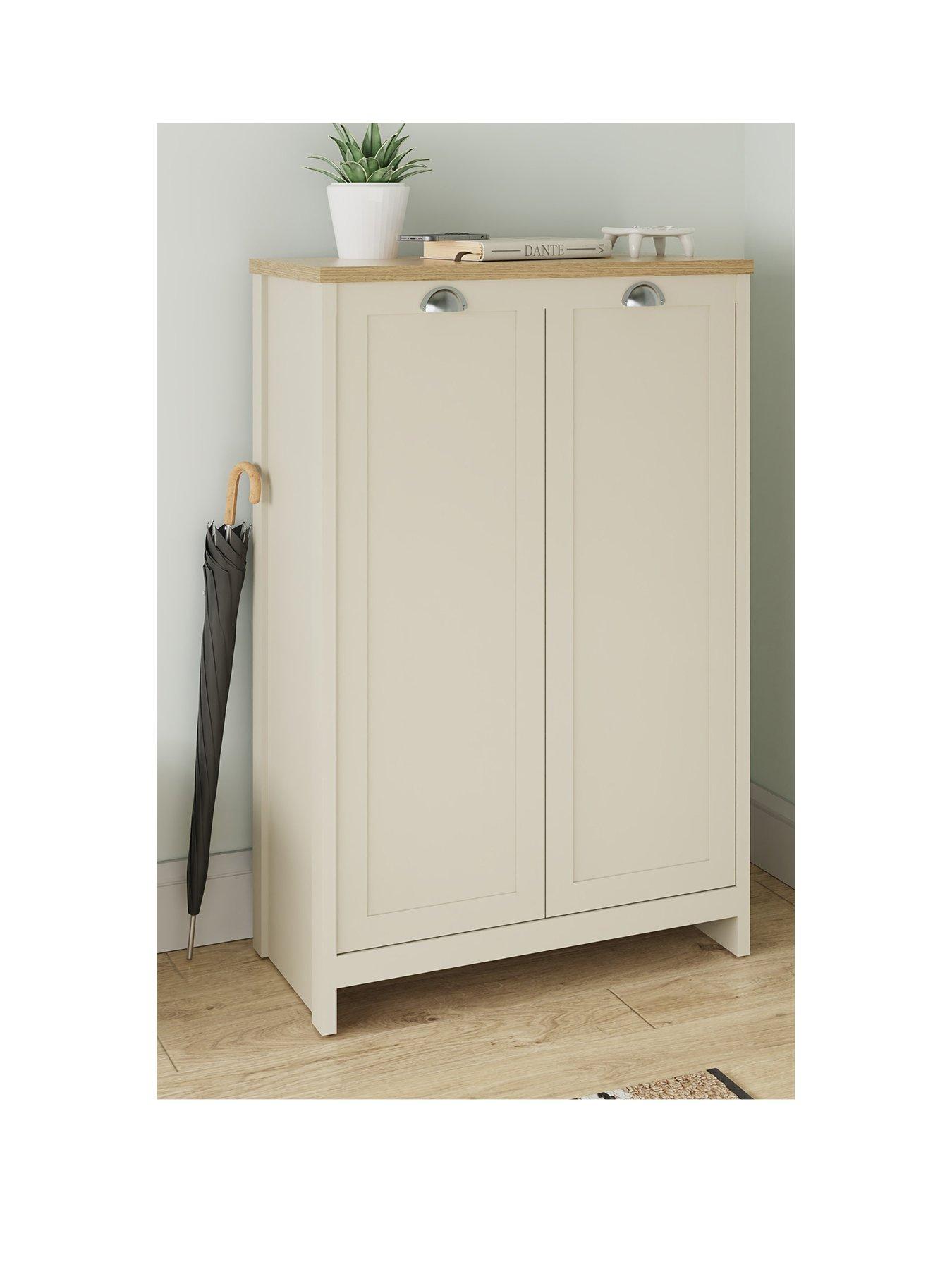 Image 2 of 6 of GFW Lancaster 2 Door Shoe Cabinet - Cream/Oak