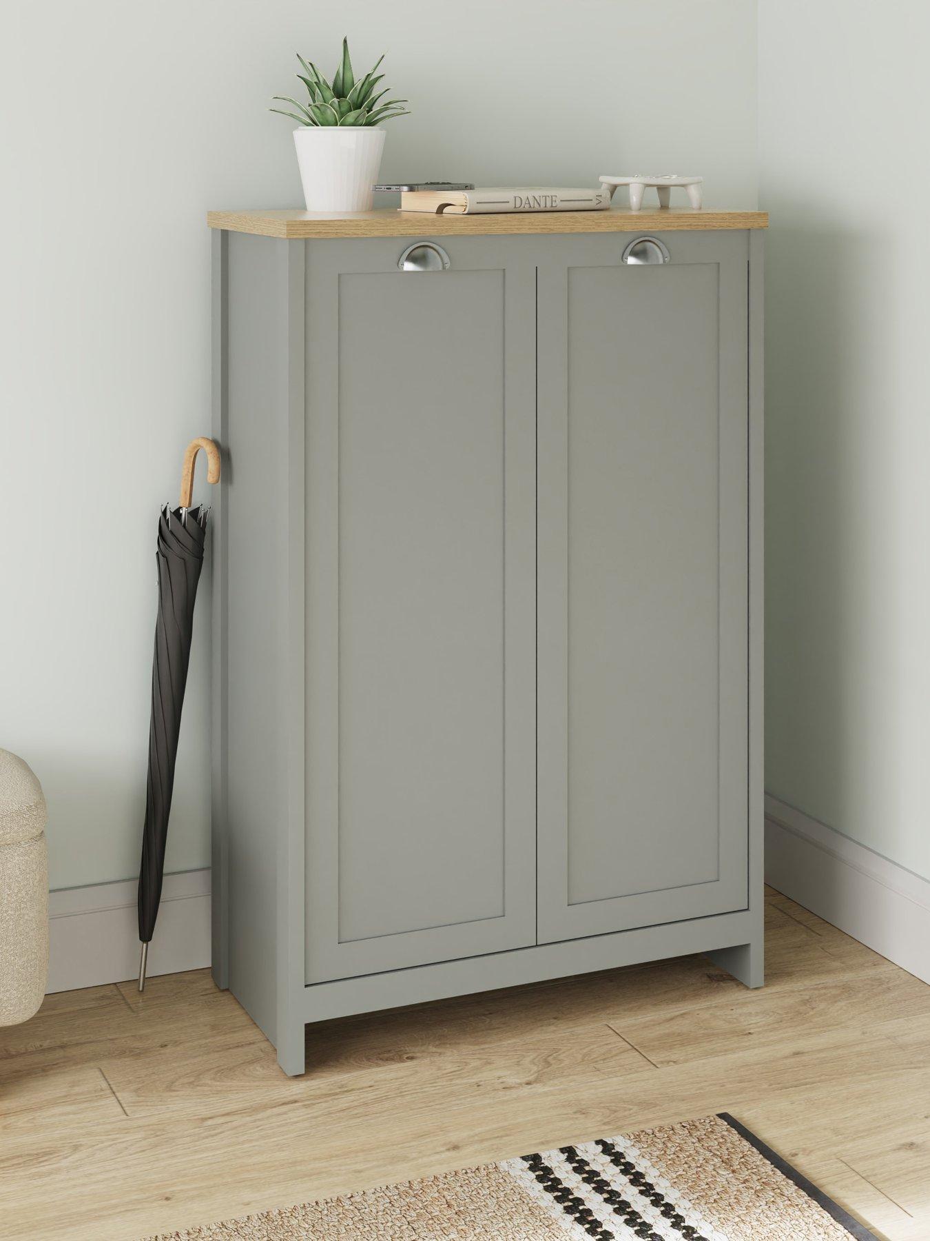 GFW Lancaster Door Shoe Cabinet Grey FSC® Certified Very - Main Image