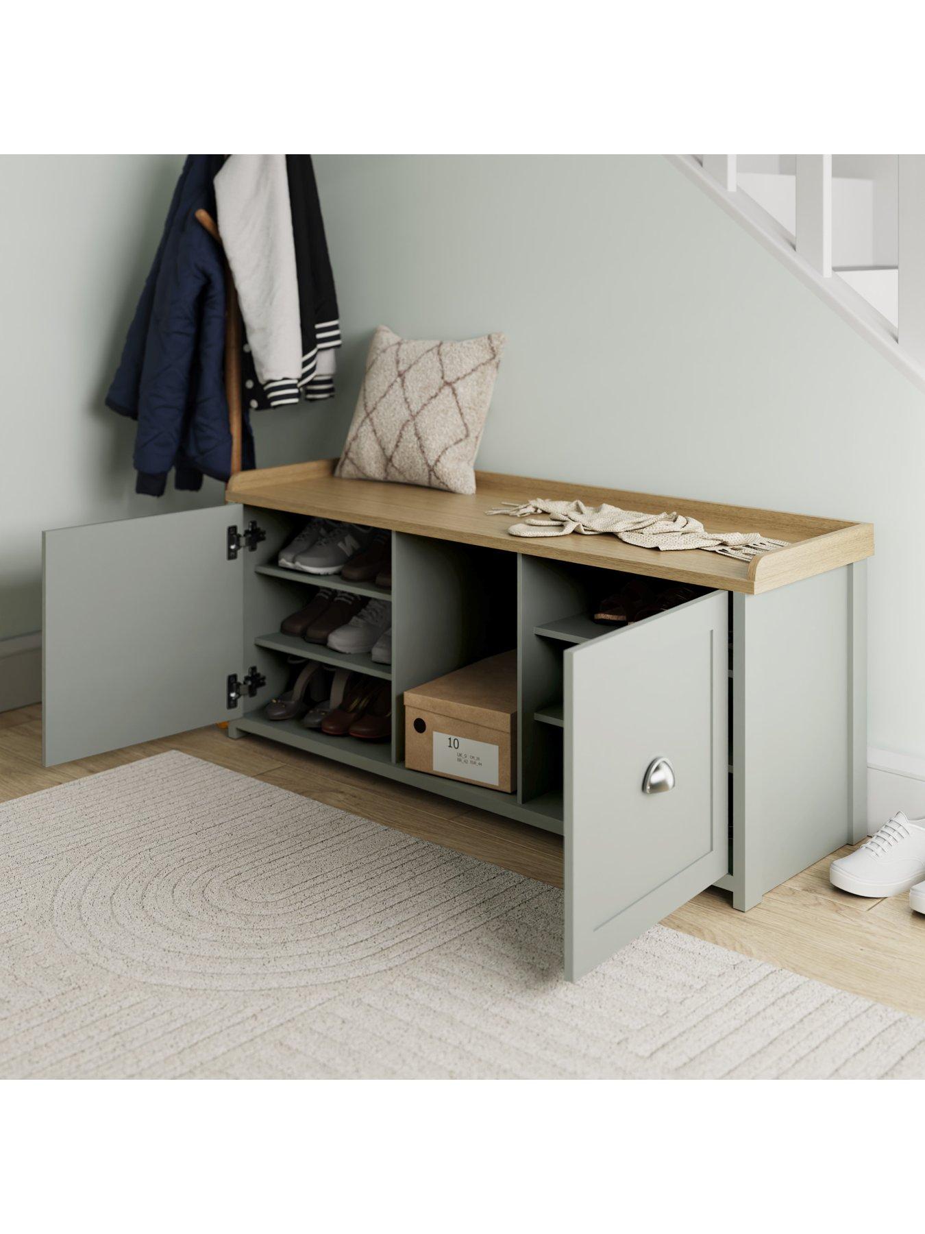 Image 3 of 6 of GFW Lancaster 2 Door Shoe Bench - Grey