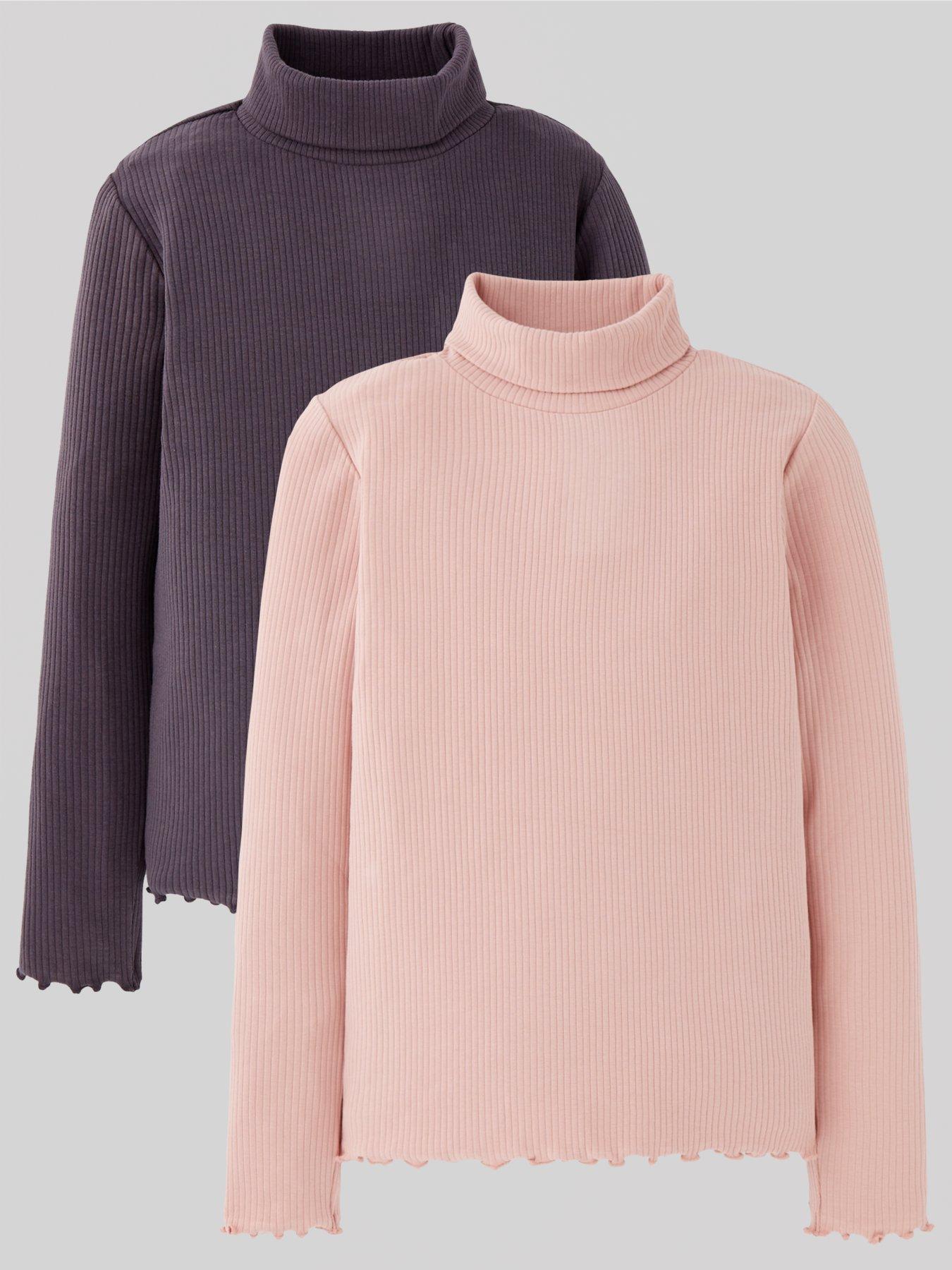 undefined Girls 2 Pack Ribbed Roll Necks - Multi