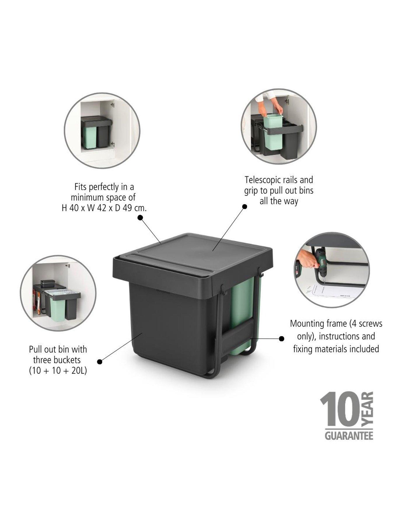 Image 7 of 8 of Brabantia Sort &amp; Go Built-In Bin &ndash; 10 + 10 + 20-litre capacity