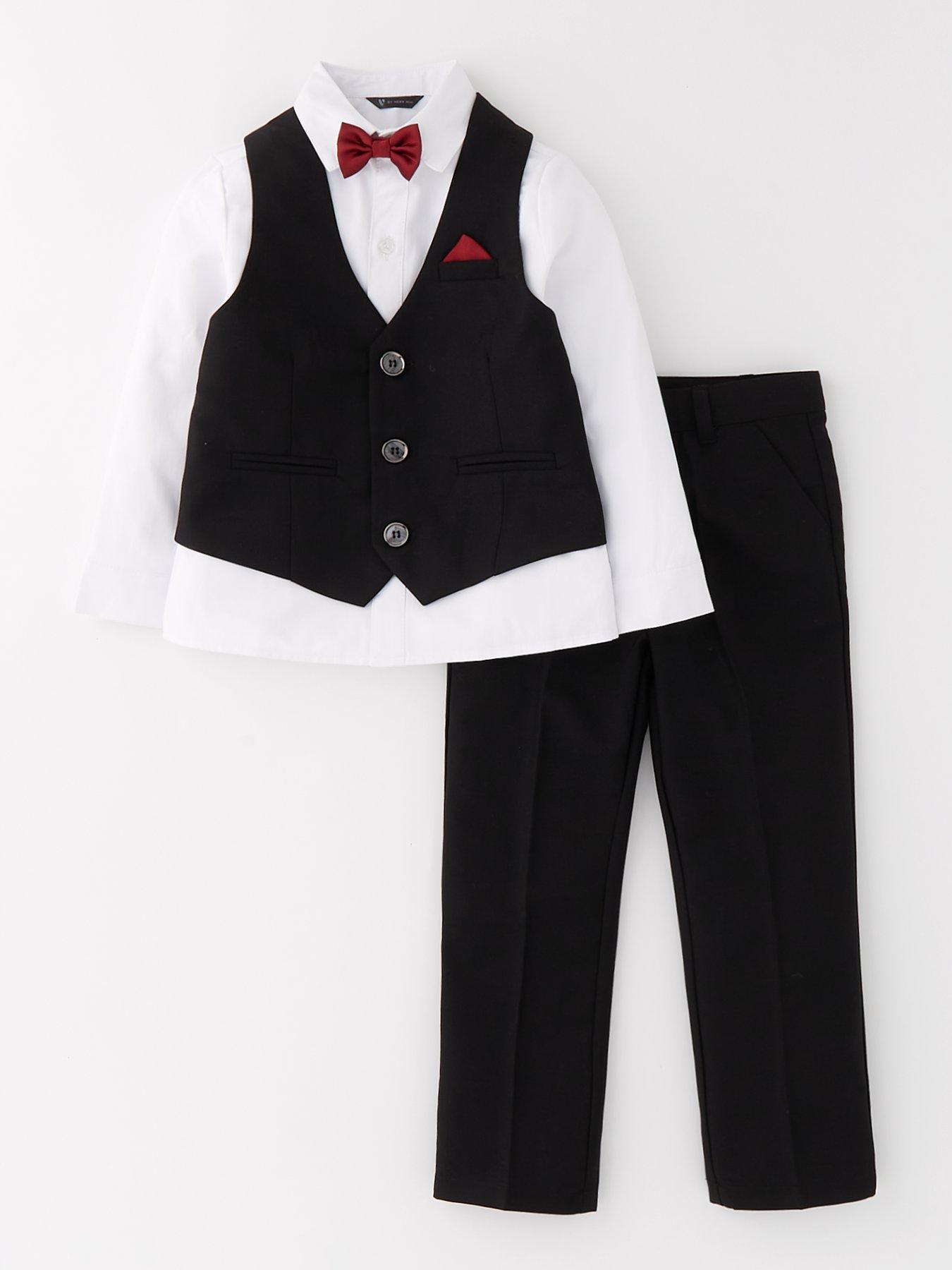 Mini V by Very Boys Black Piece Set, Shirt, Waistcoat And Bow
