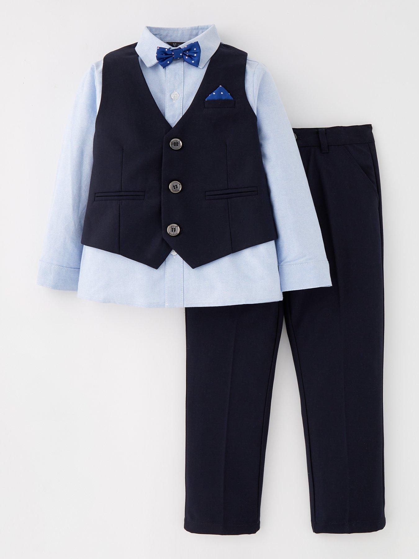 Mini V by Very Boys Navy Piece Set, Shirt, Waistcoat And Bow Tie