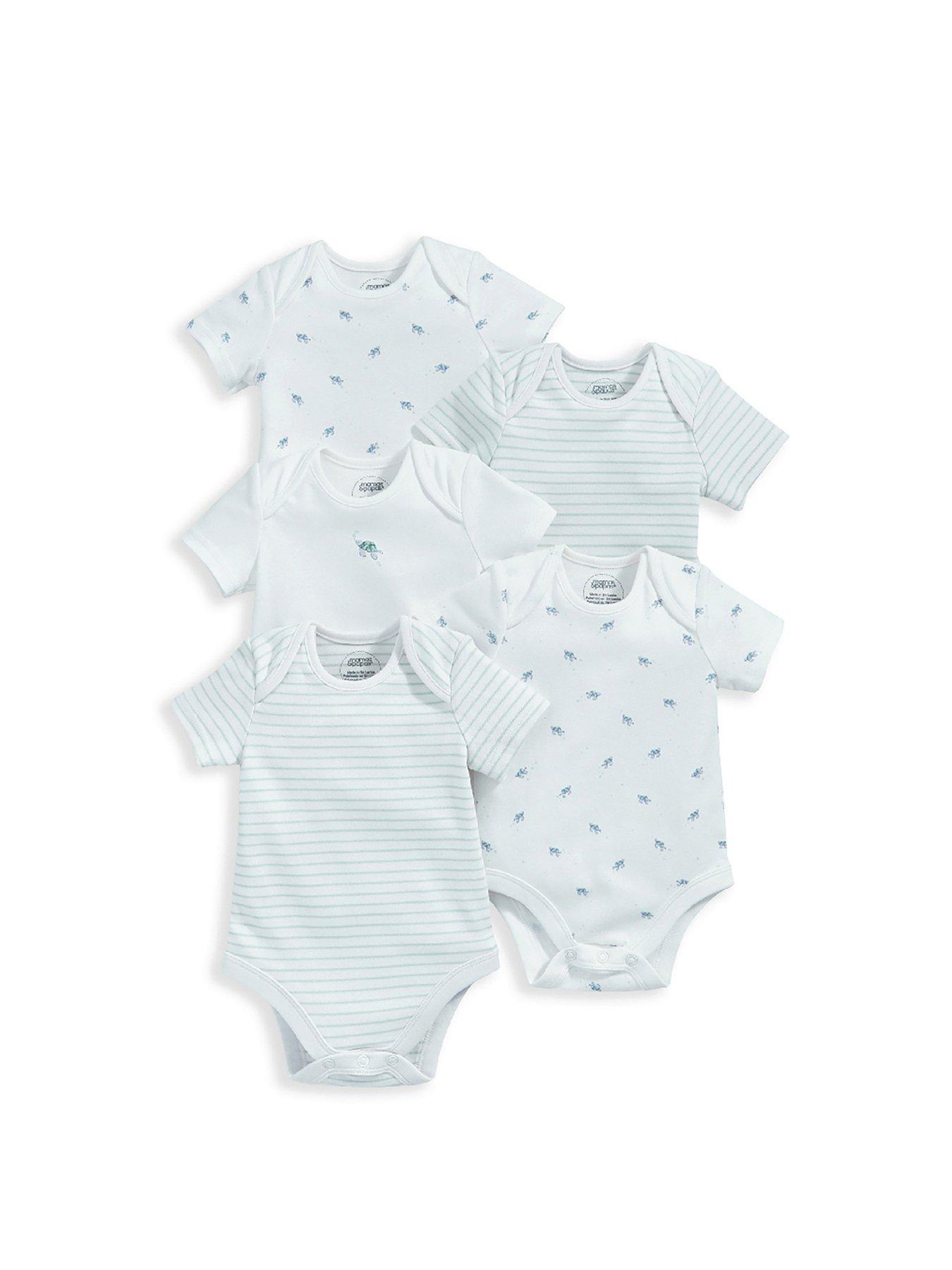 mamas-papas-baby-boys-5-pack-turtle-short-sleeve-bodysuits-blue