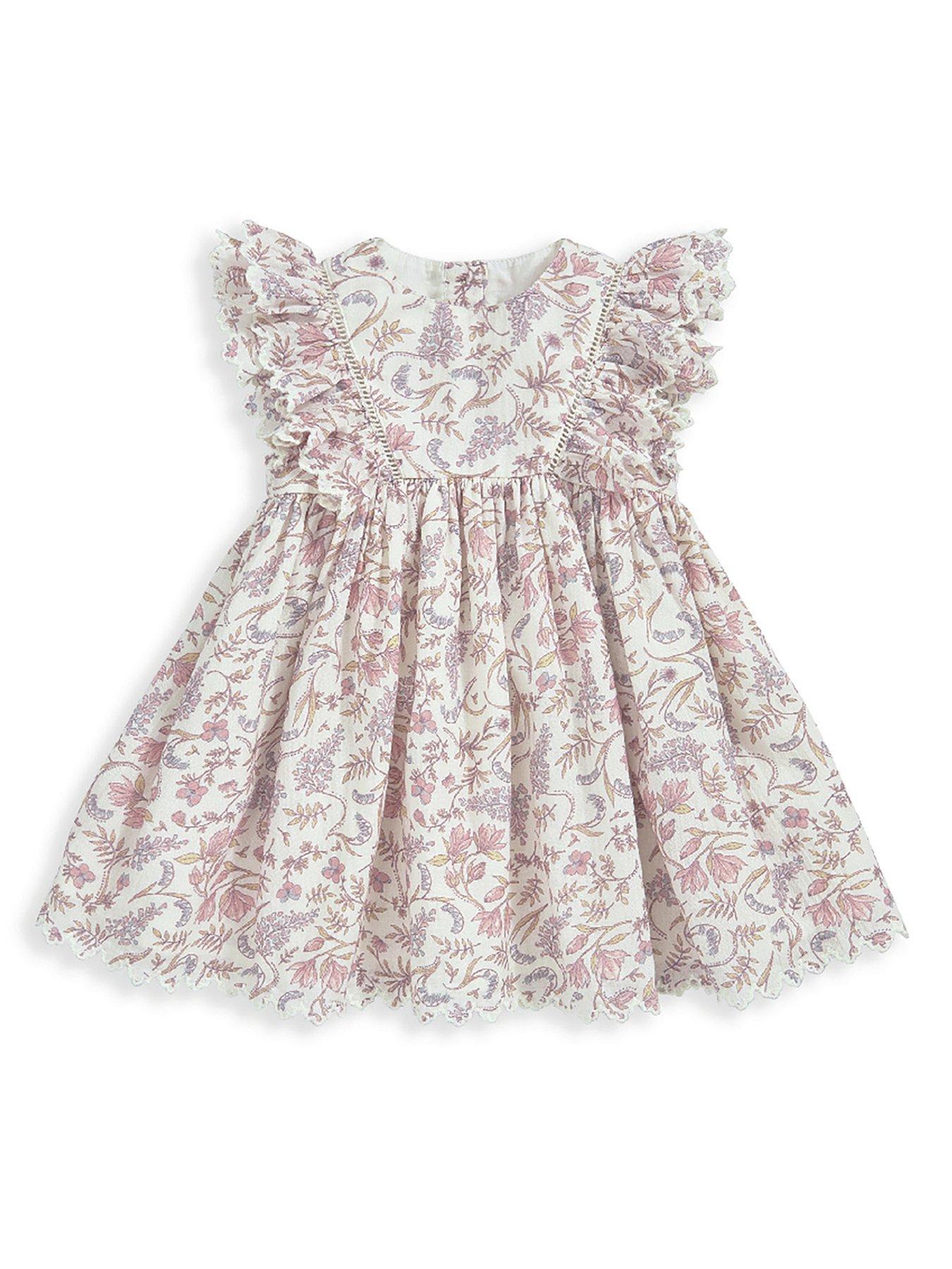 undefined Baby Girls Frill Floral Print Dress - Pink