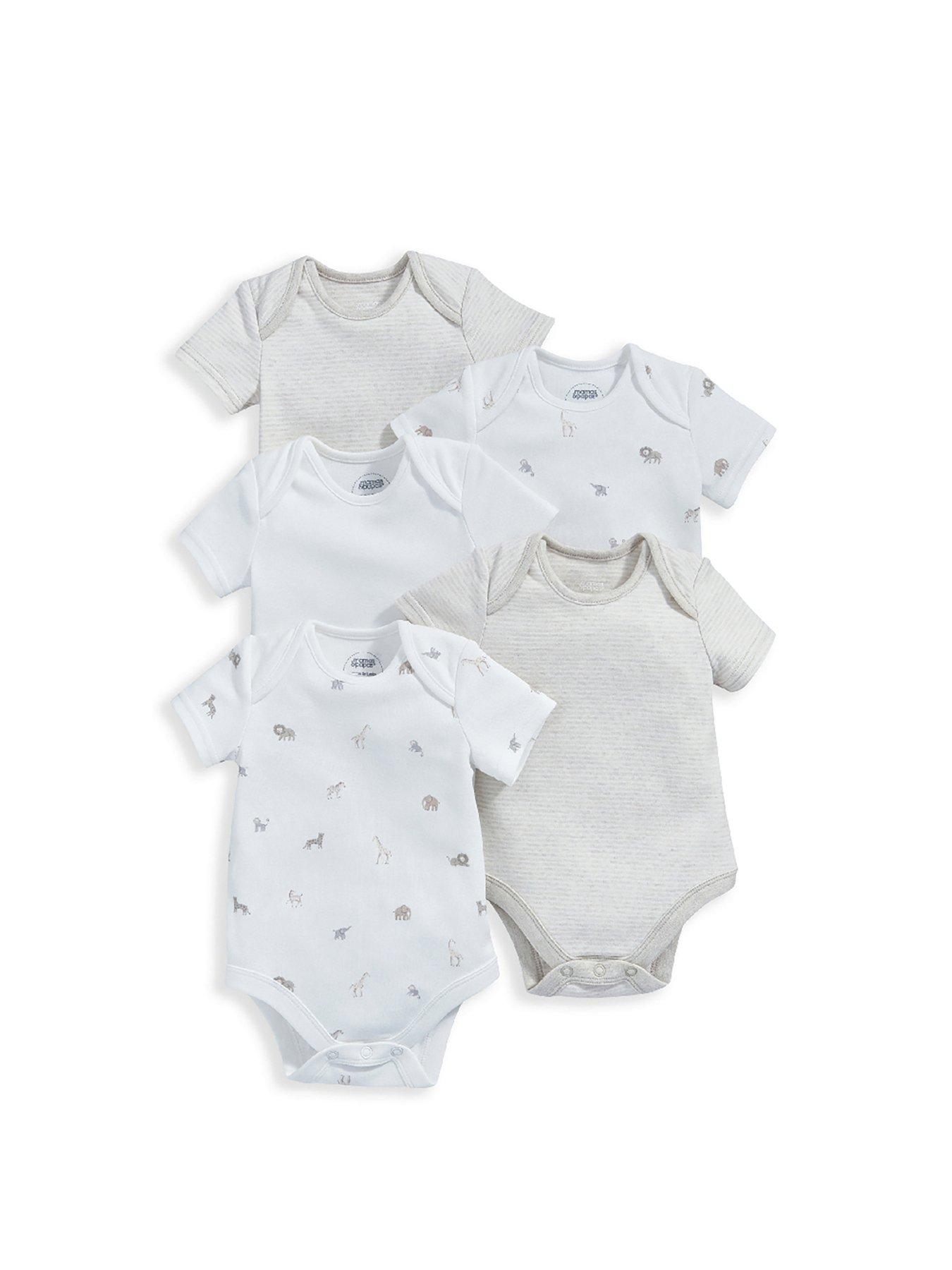 mamas-papas-unisex-baby-5-pack-born-wild-short-sleeve-bodysuits-sand