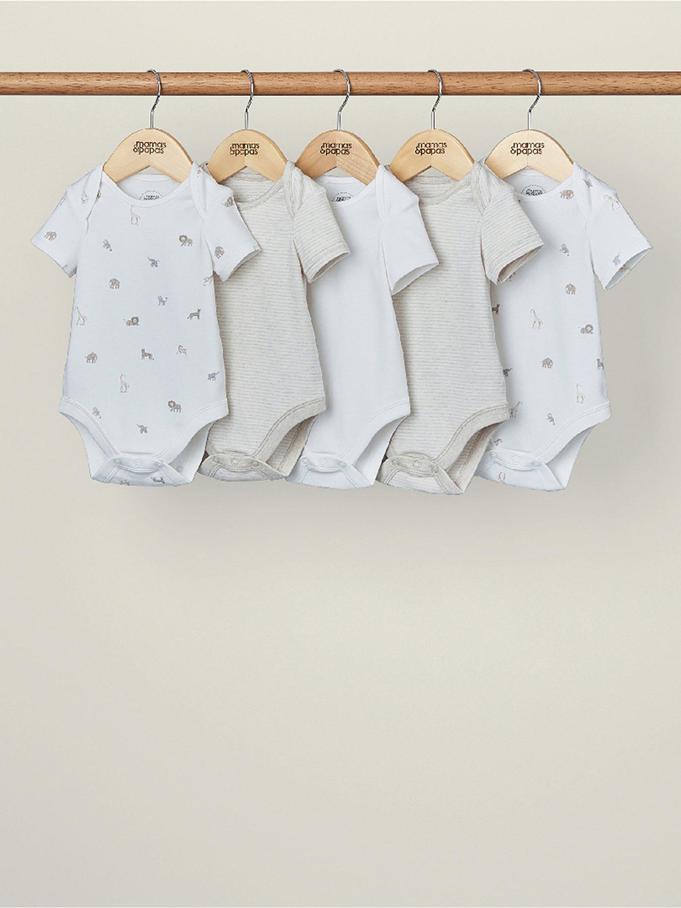 mamas-papas-unisex-baby-5-pack-born-wild-short-sleeve-bodysuits-sandstillFront