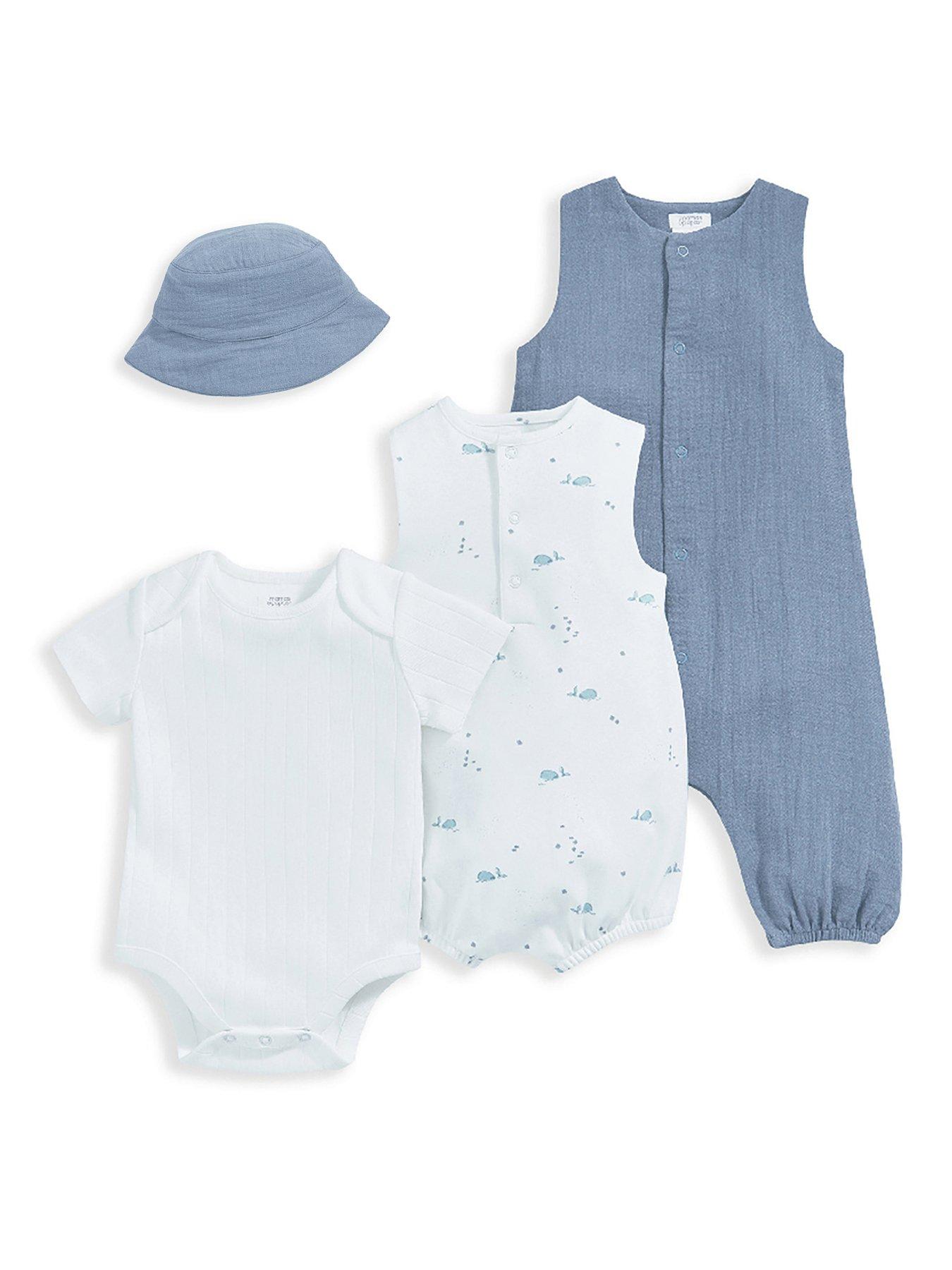 Image 1 of 5 of Mamas & Papas Baby Boys 4 Piece Whale Starter Set - Blue