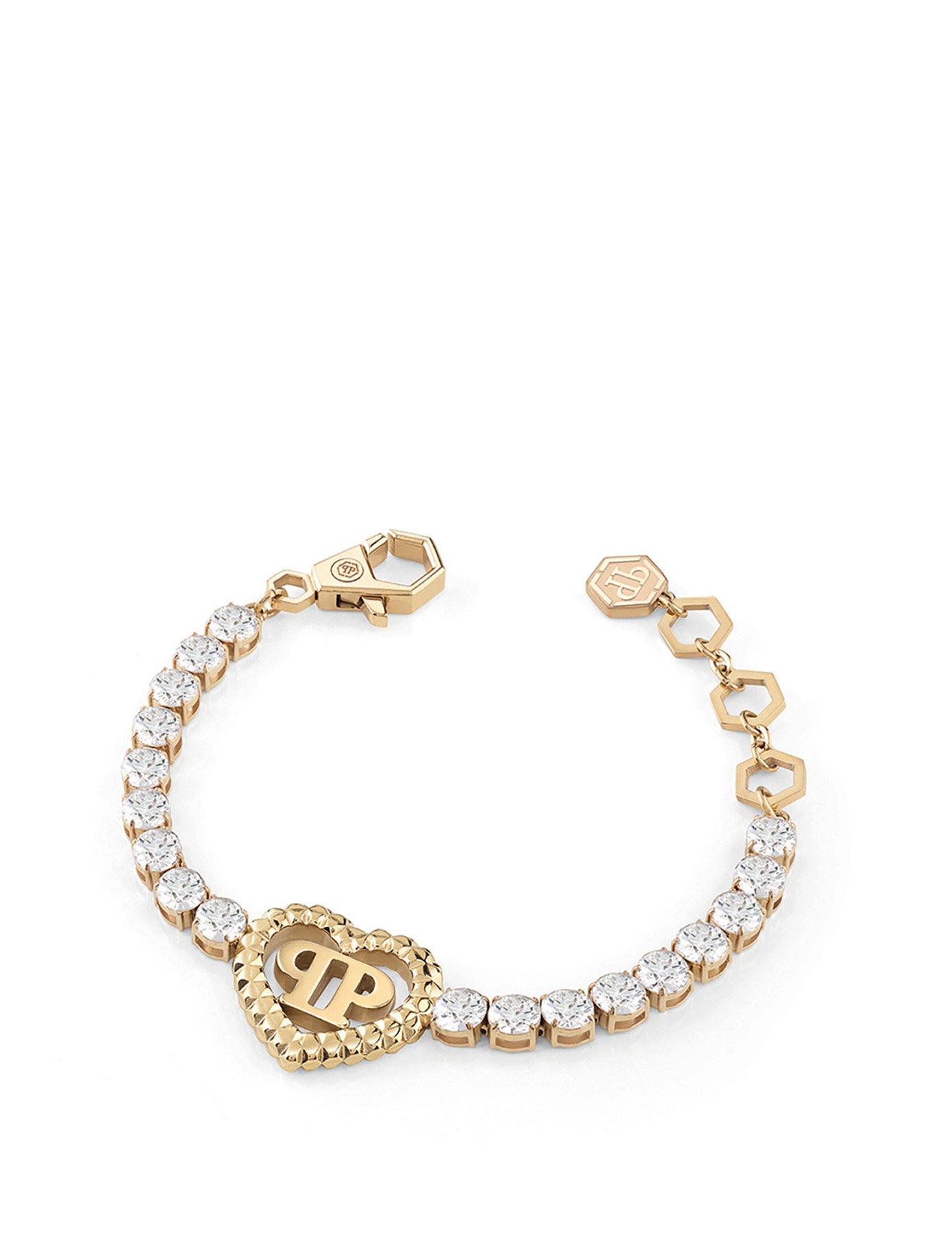 Philipp Plein logo-lettering tennis bracelet - Gold