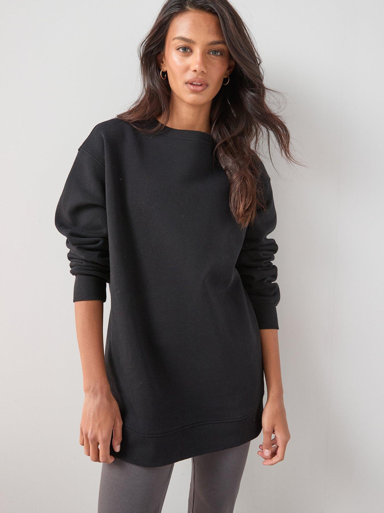 The Very Collection Crew Neck Longline Sweatshirt - Black