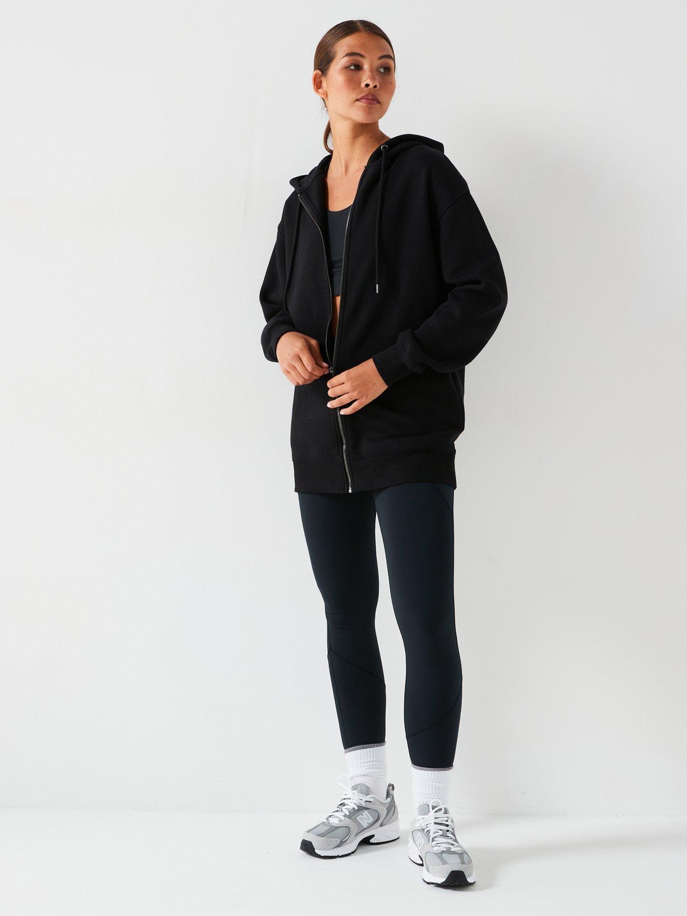 Image 6 of 6 of Everyday The Essential Oversized Zip Through Hoodie - Black