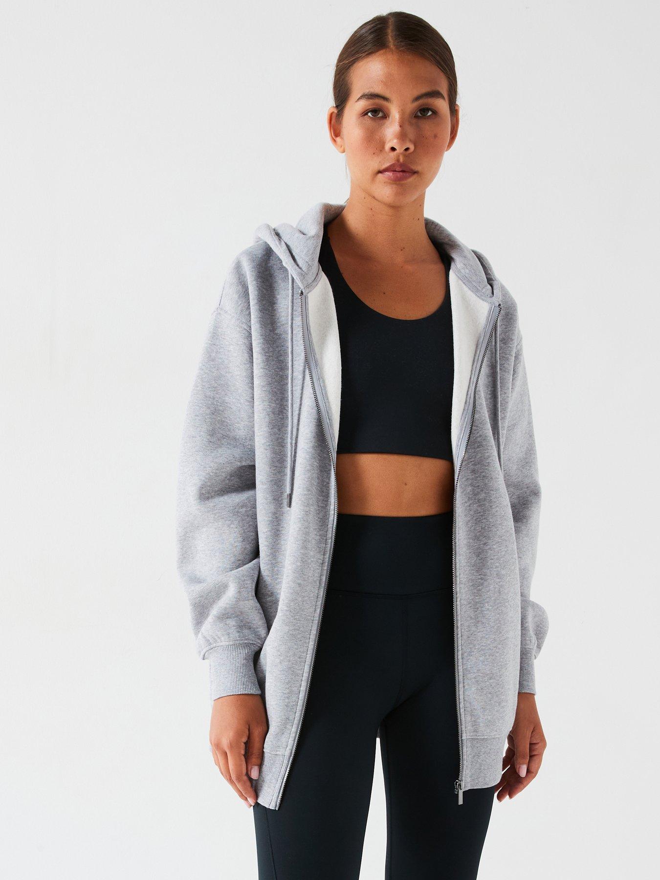 undefined The Essential Oversized Zip Through Hoodie - Grey