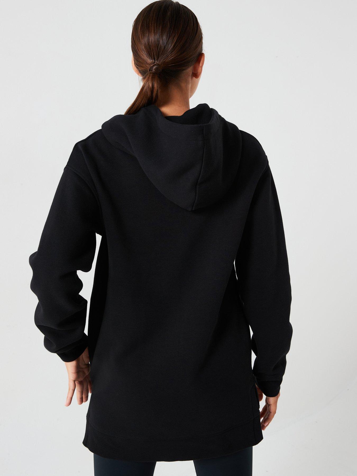Image 2 of 6 of Everyday The Essential Longline Hoodie with Side Splits - Black