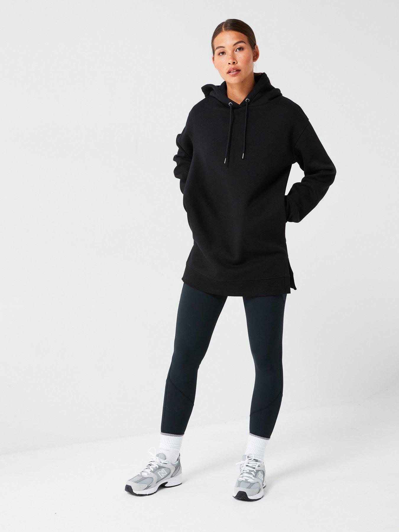 Image 3 of 6 of Everyday The Essential Longline Hoodie with Side Splits - Black