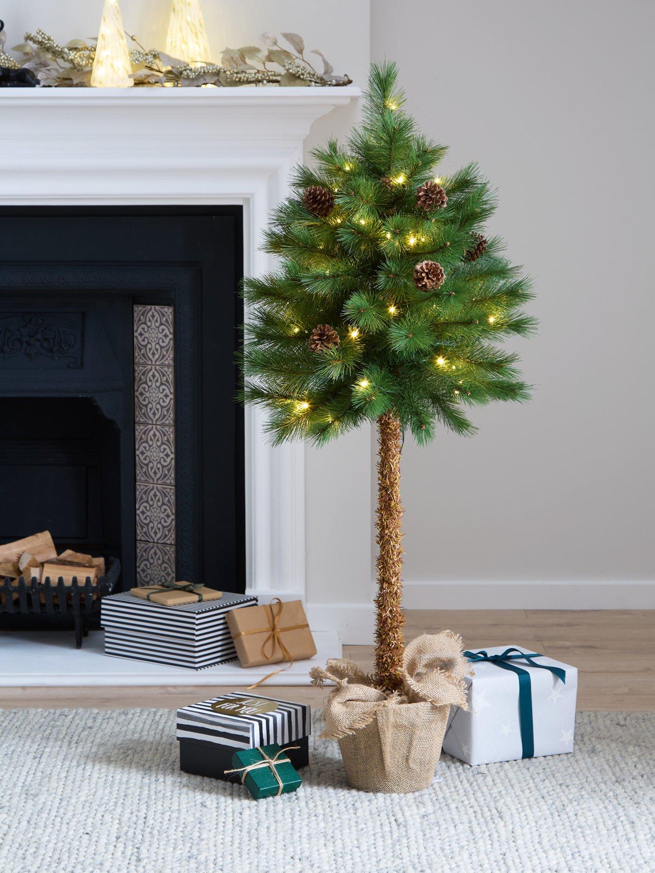 Image of Very Home 4ft Lit Parasol Christmas Tree in Hessian Bag